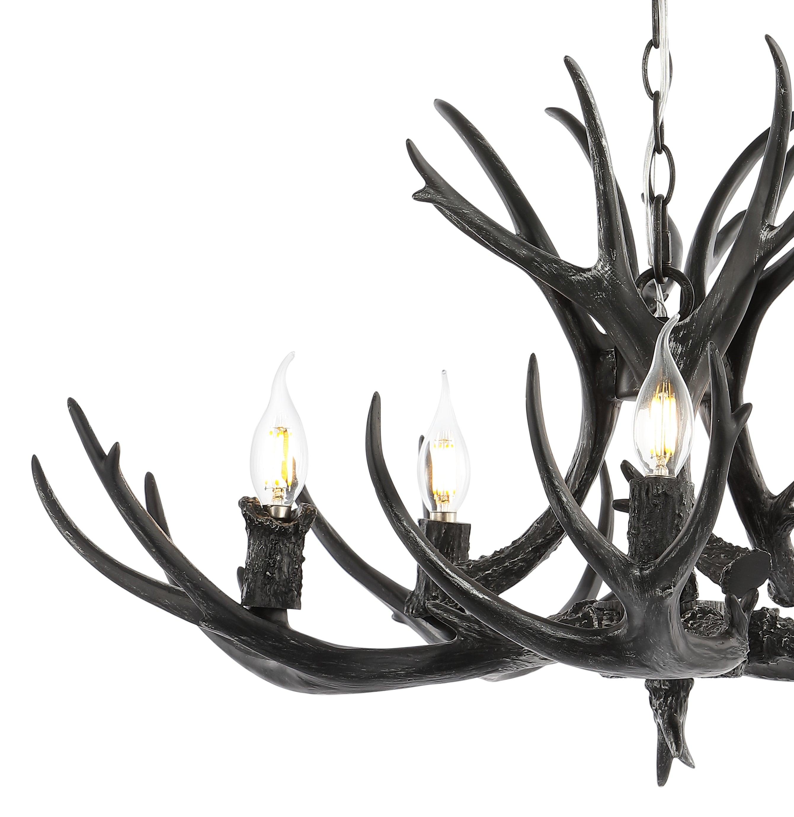 JONATHAN Y JYL6300C Eldora 30" 5-Light Rustic Farmhouse Iron LED Chandelier, Bohemian, Contemporary, Modern, Transitional for living room, dinning room, bedroom, office Bulb Included, Black