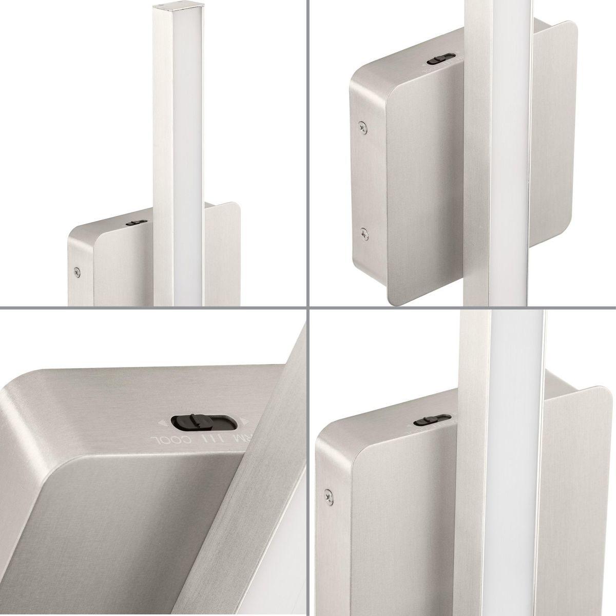 Progress Lighting Phase 4 1-Light LED Linear Vanity Light, Brushed Nickel, Rectangular Acrylic Shade