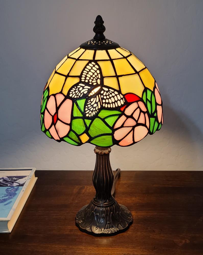 Amora Lighting Tiffany Style Floral Mini Table Lamp 15 Inch High