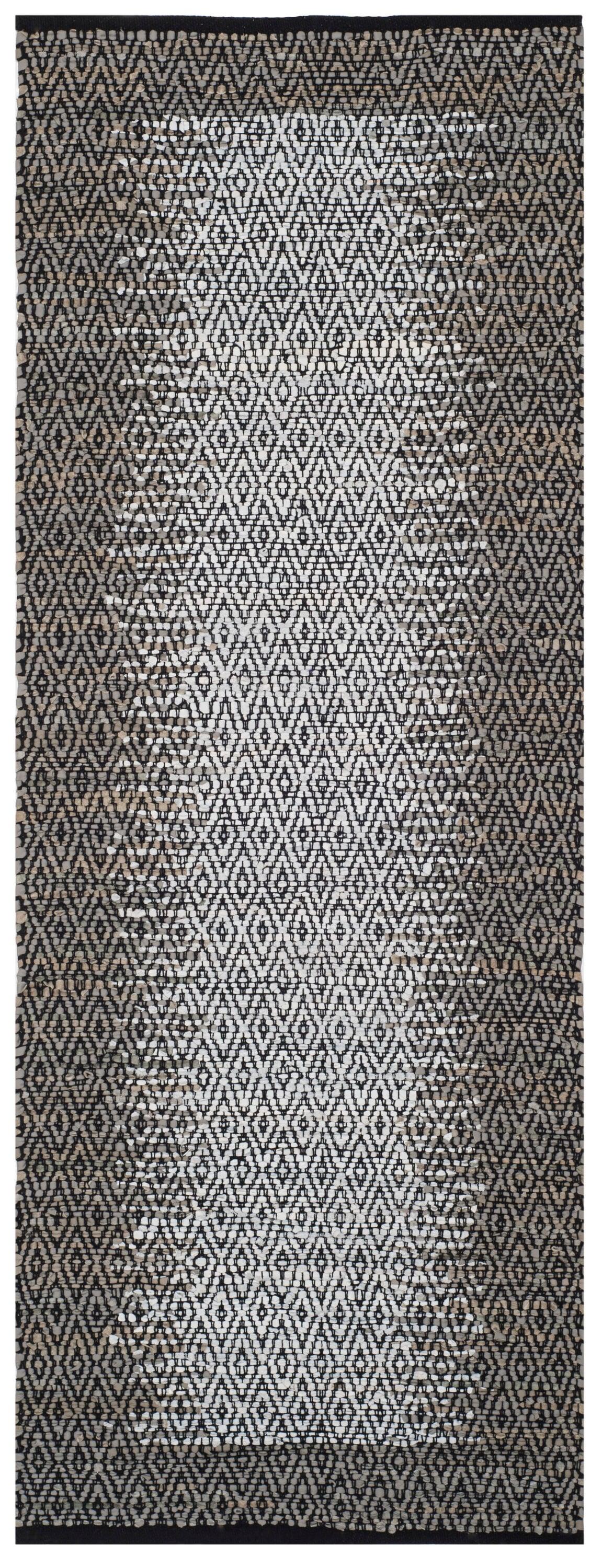 Vintage Leather VTL387 Hand Woven Indoor Runner Rug - Light Grey/Grey - 2'3"x9' - Safavieh.