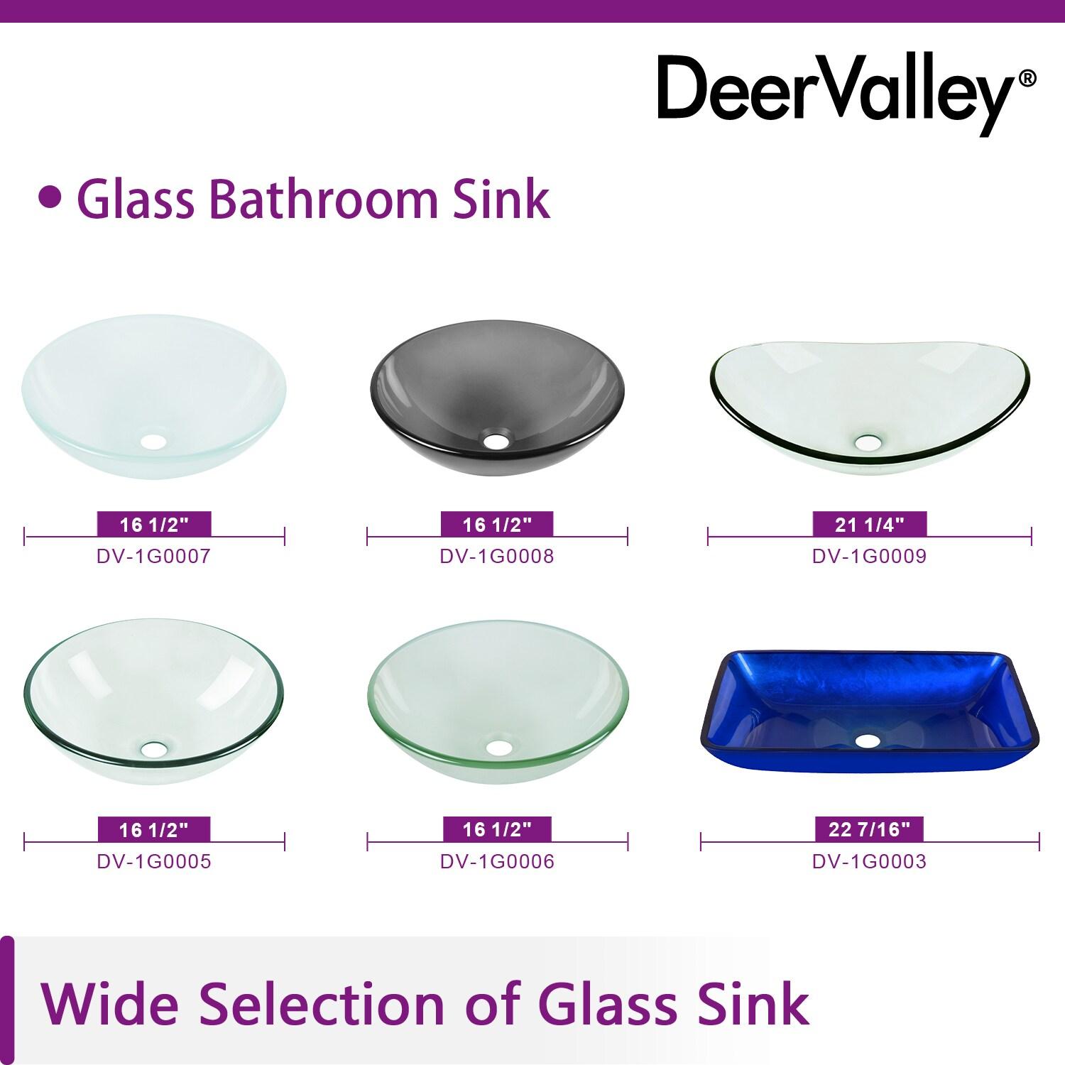 DeerValley Symmetry 16.5'' Circular Glass Vessel Bathroom Sink