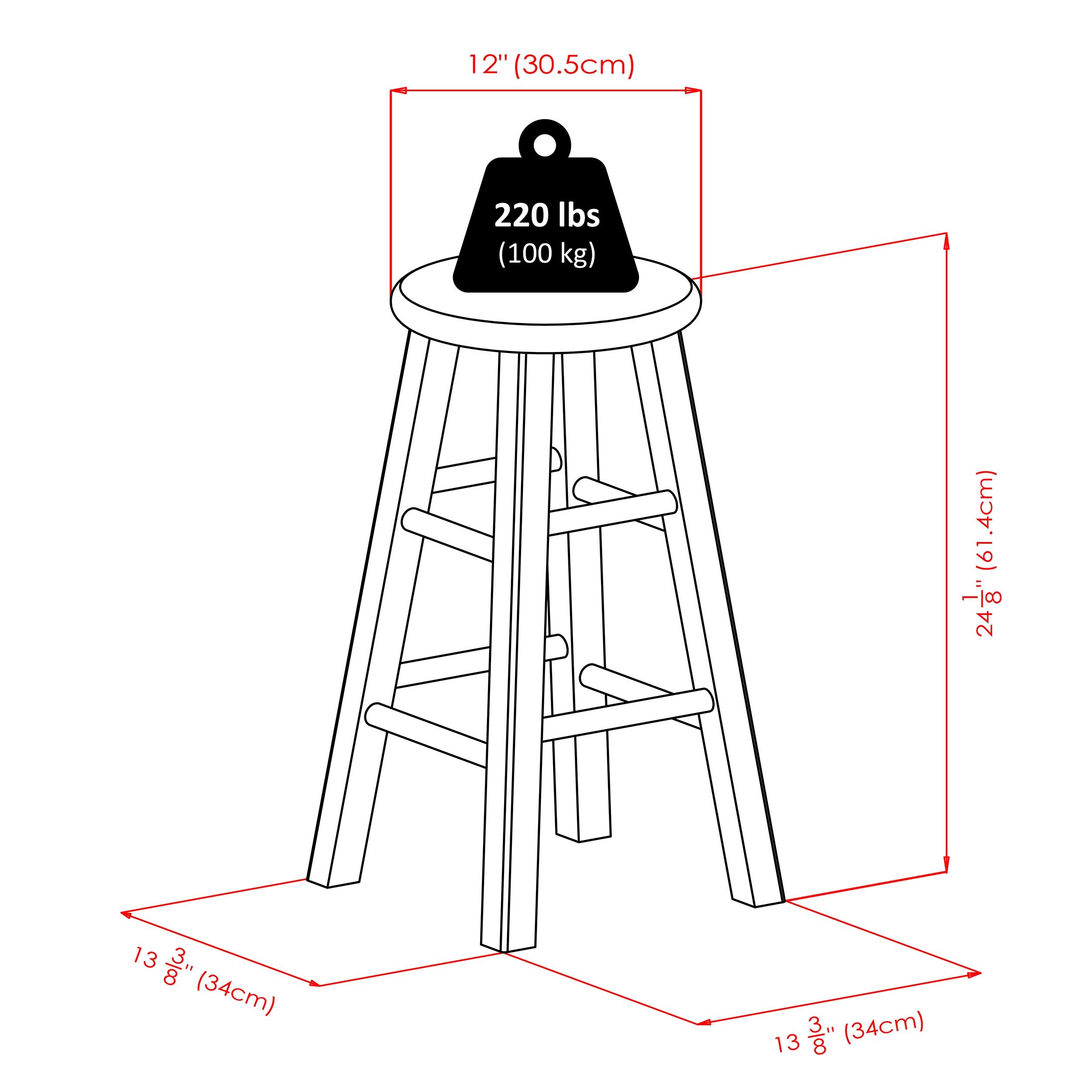 24" Ivy Counter Height Barstool Teal Blue/Brown - Winsome: Round Wooden, No Assembly Required