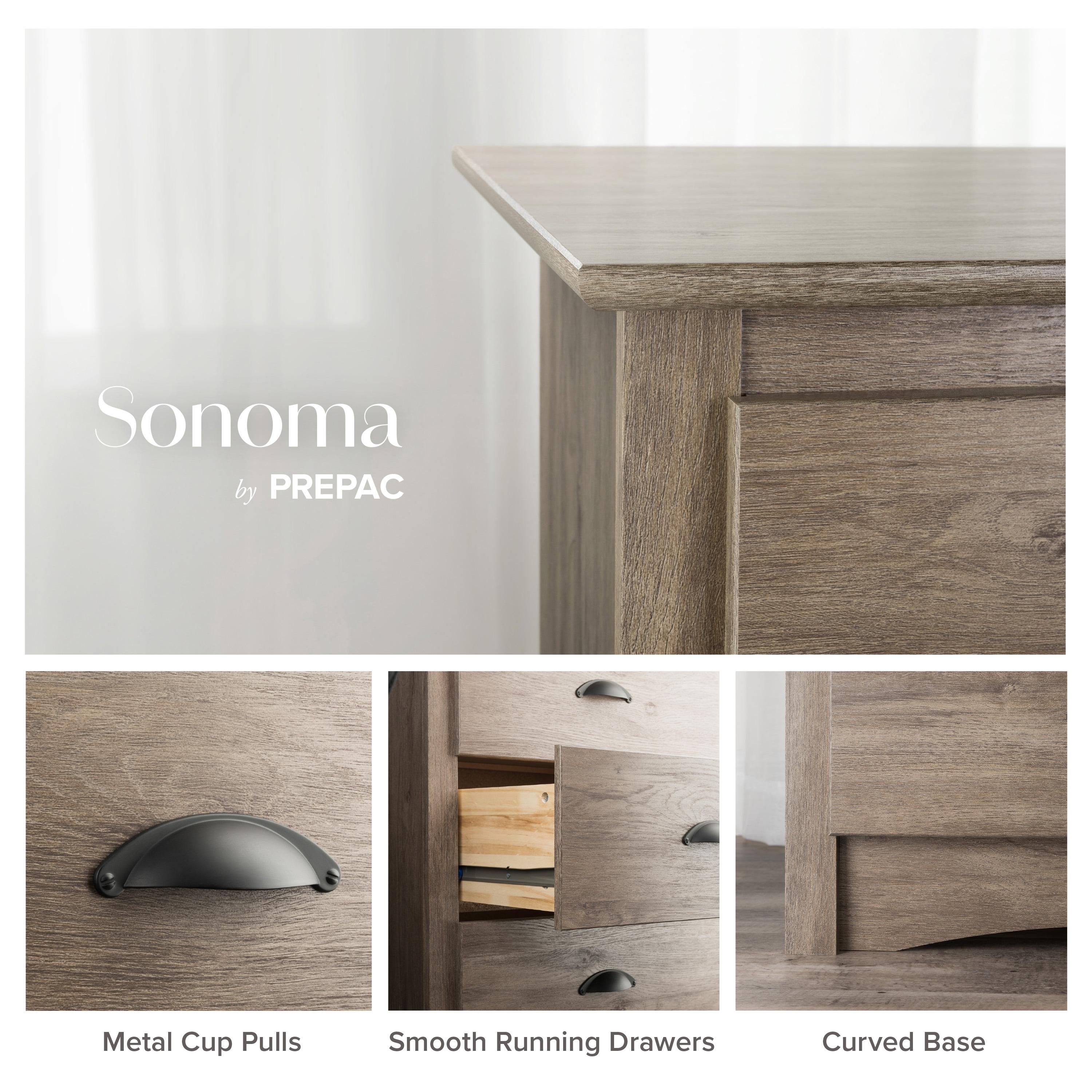 Salt Spring 3 Drawer Tall Nightstand Drifted Gray - Prepac: Modern Bedside Storage, Includes Anti-Tip Hardware