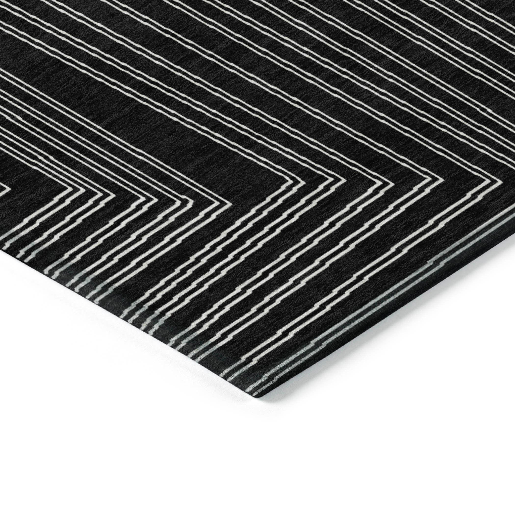 Machine Washable Indoor/Outdoor Chayden ACN1045 Black Rug