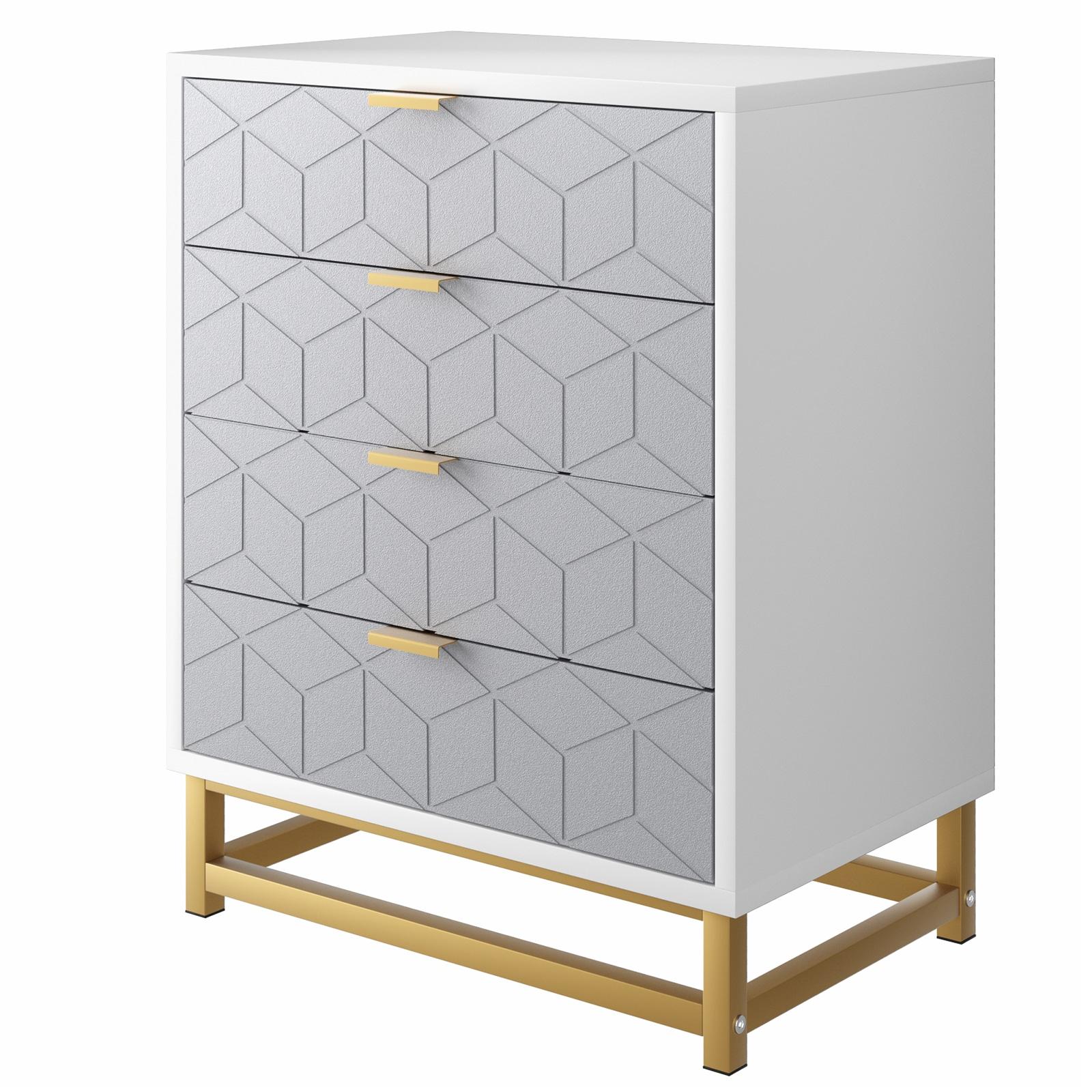 Garvee 4 Drawer Dresser for Bedroom, Wood Chest of Drawers with Metal Legs, Modern Storage Dresser Chest Cabinet Organizer, Large Dresser for Hallway