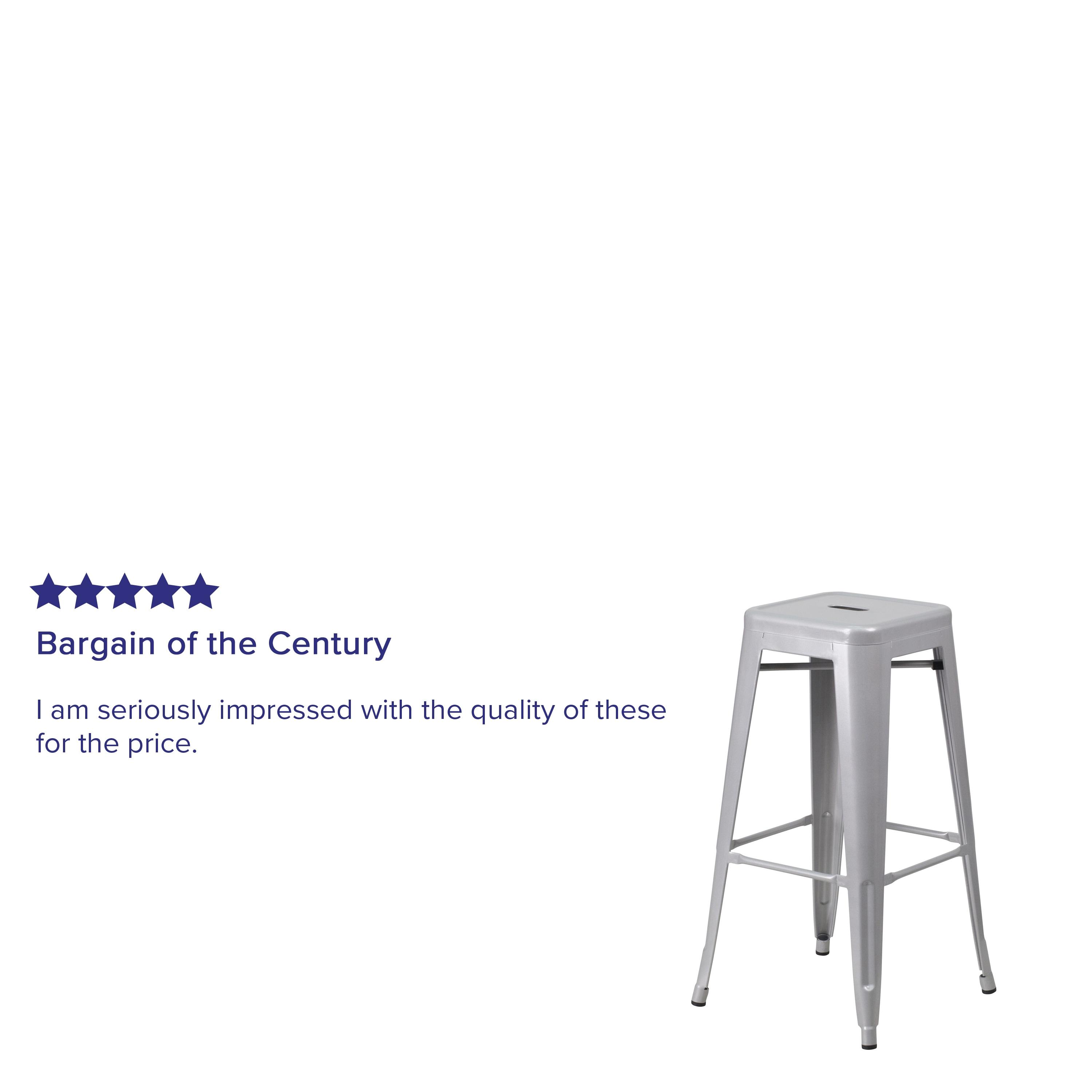 Flash Furniture Commercial Grade 30" High Backless Silver Metal Indoor-Outdoor Barstool with Square Seat