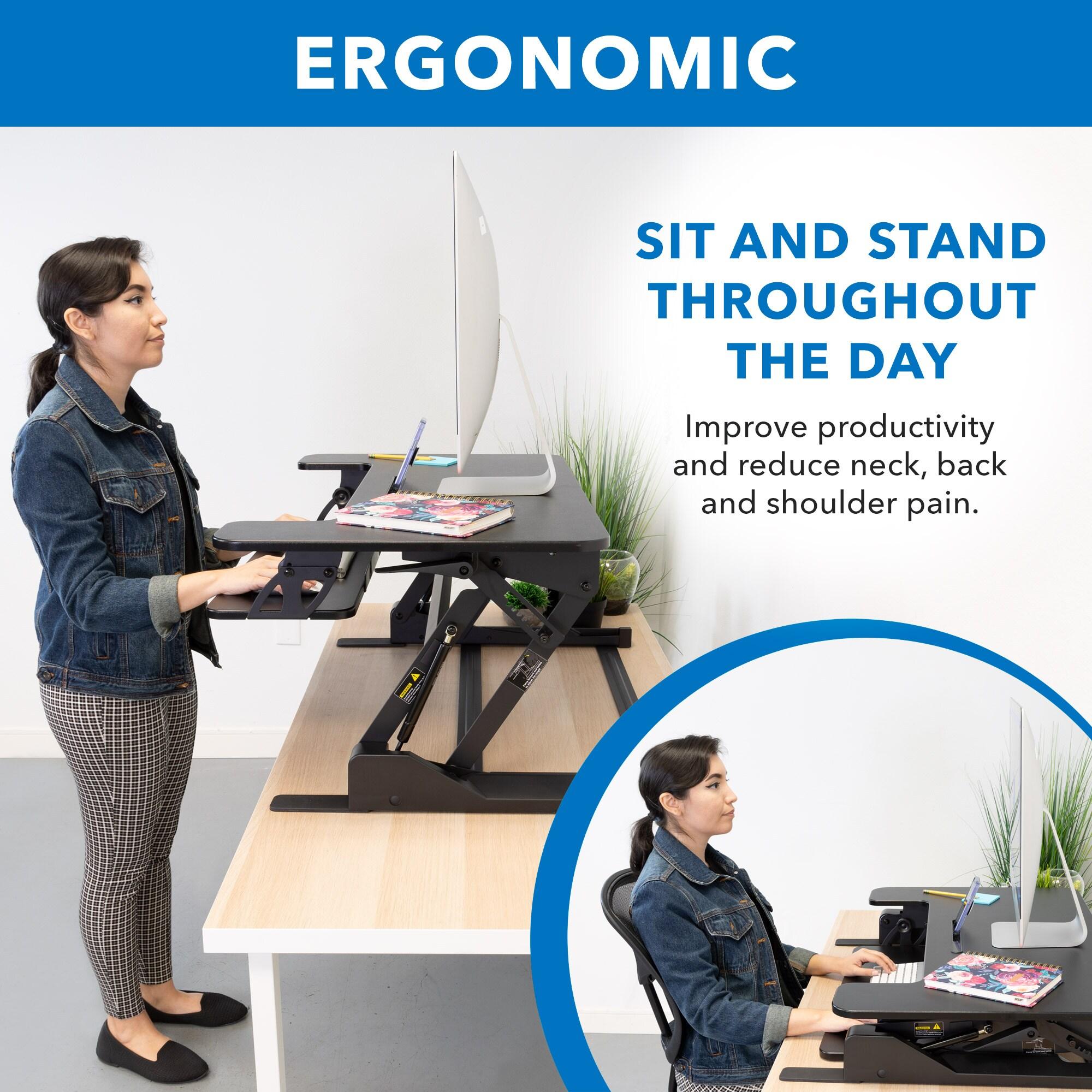 Mount-It! Standing Desk Converter, Height Adjustable Stand Up Desk, 36 Inch Sit Stand Workstation