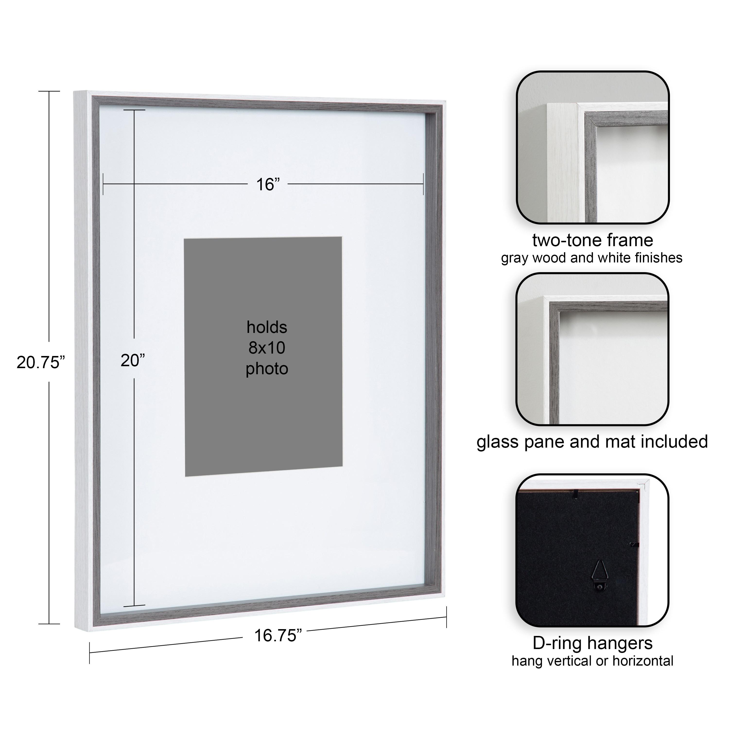 Kate & Laurel All Things Decor (Set of 3) 16"x20" Matted to 8"x10" Gibson Photo Frames Gray/White