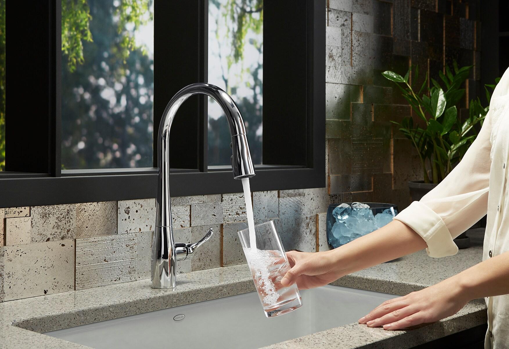 Simplice Touchless Pull-Down Kitchen Sink Faucet with Three-Function Sprayhead