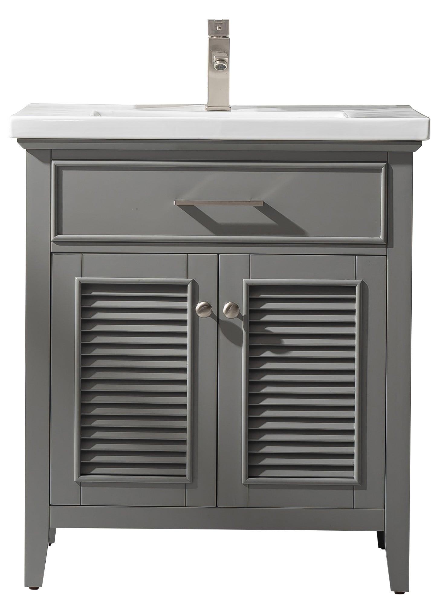 Design Element Cameron 30" Wood Single Sink Vanity In Gray Finish