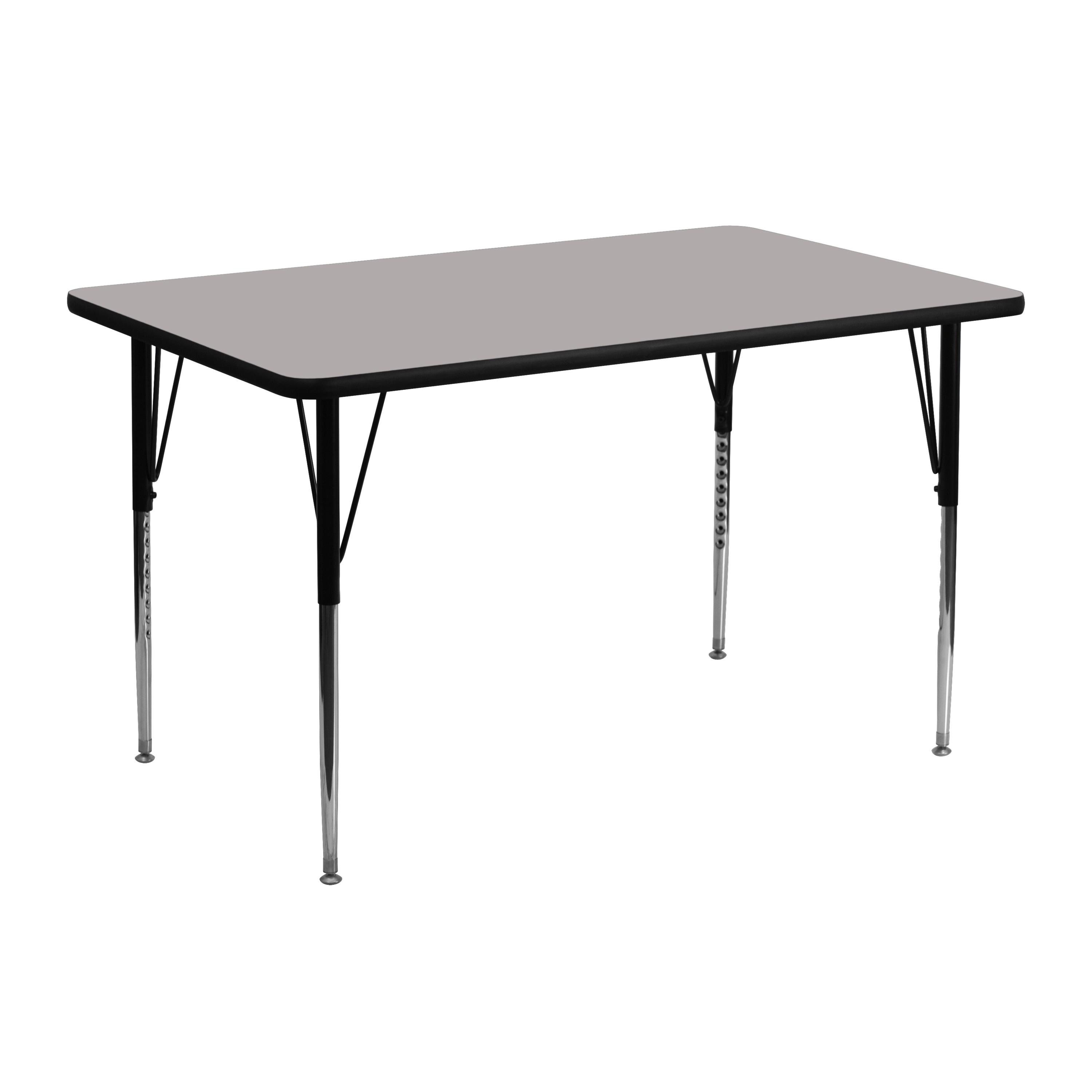 Flash Furniture 24''W x 48''L Rectangular Grey HP Laminate Activity Table - Standard Height Adjustable Legs