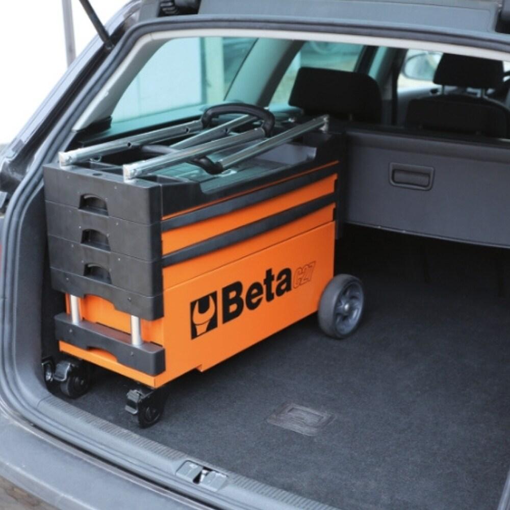 Beta Beta C27S Collapsible Tool Cart, 4” Steering Casters with Brake, 110 Pound Load Capacity