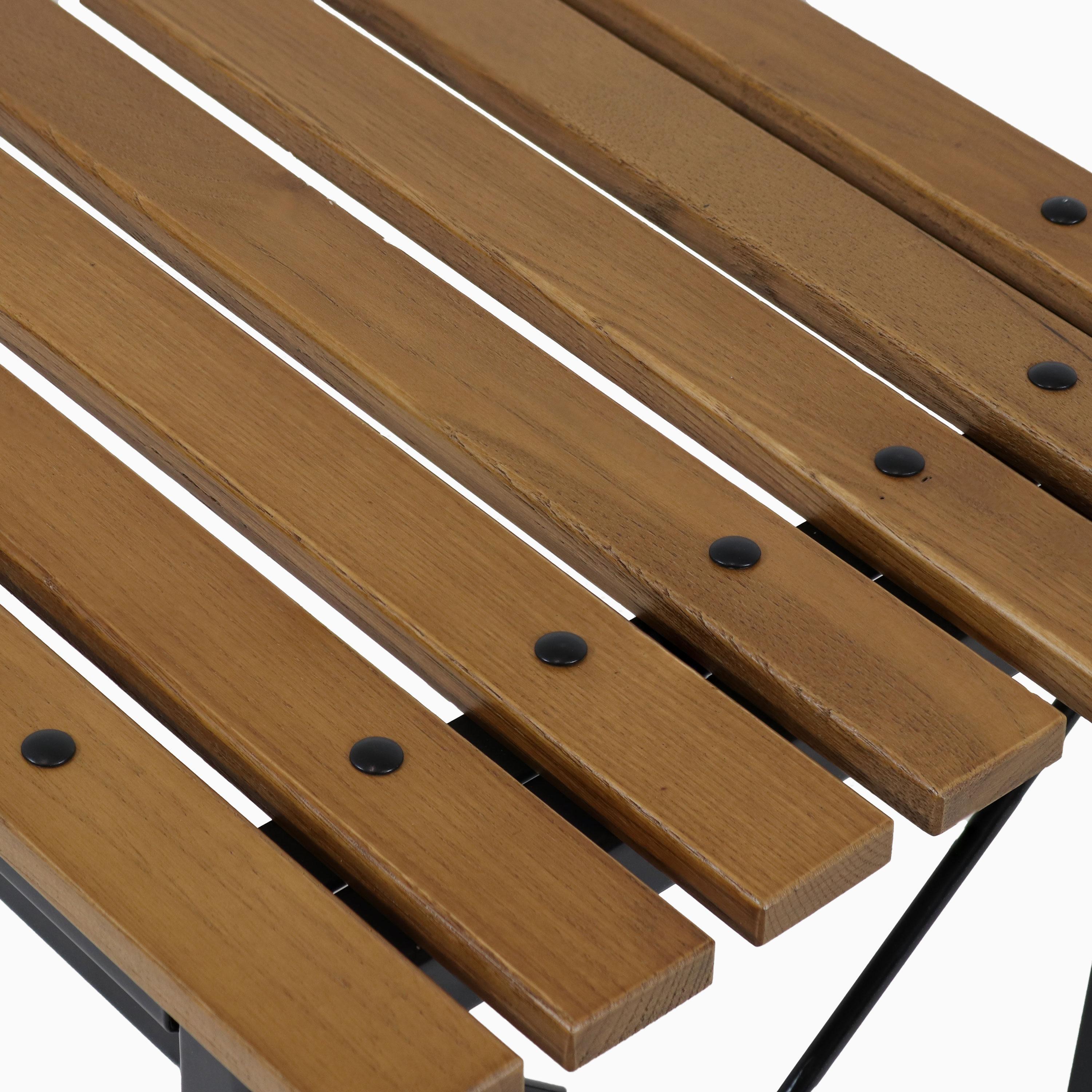 Sunnydaze European Chestnut Patio Dining Bench with Steel Frame - 17.75" H