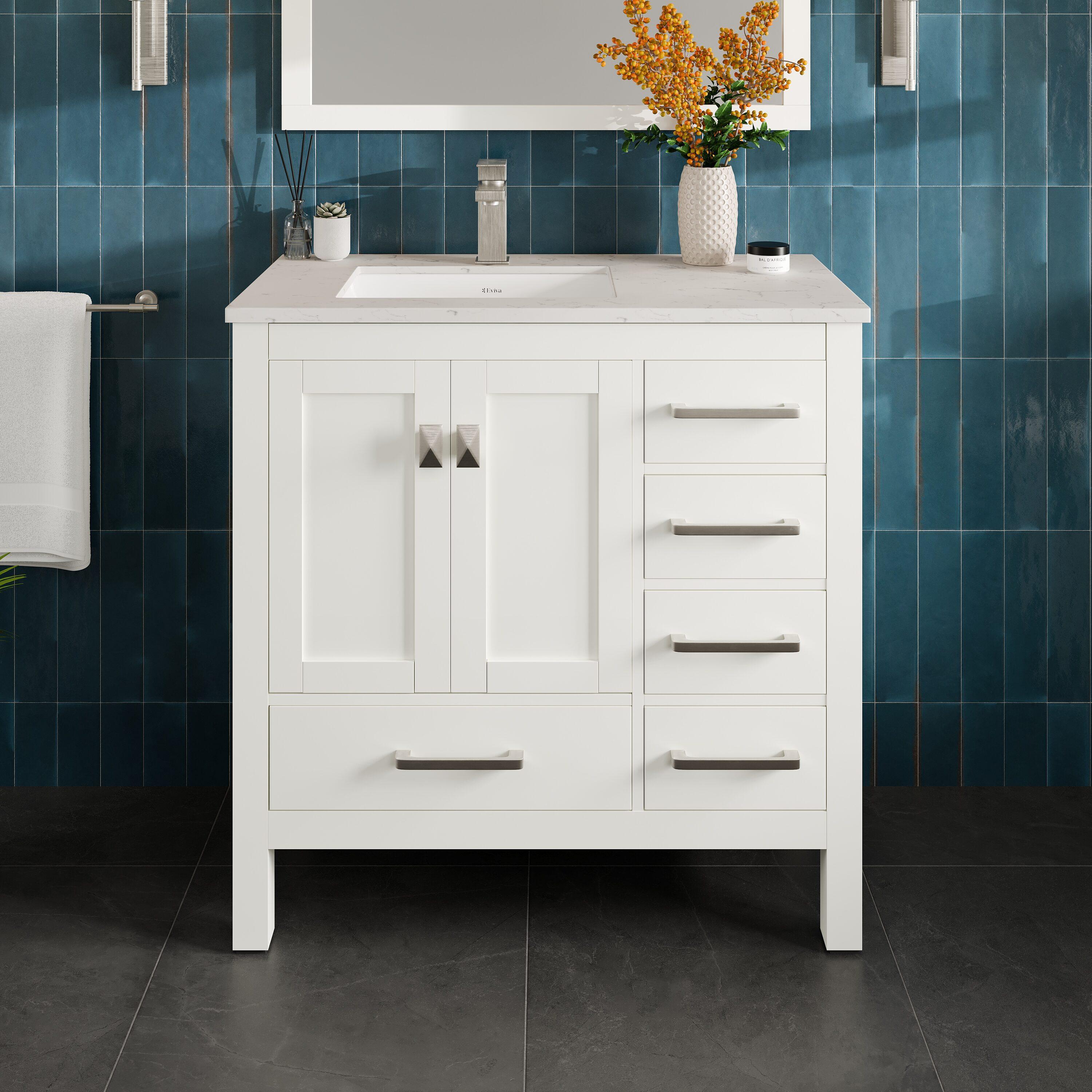 Eviva London 36"W x 18"D Bathroom Vanity with Undermount Porcelain Sink