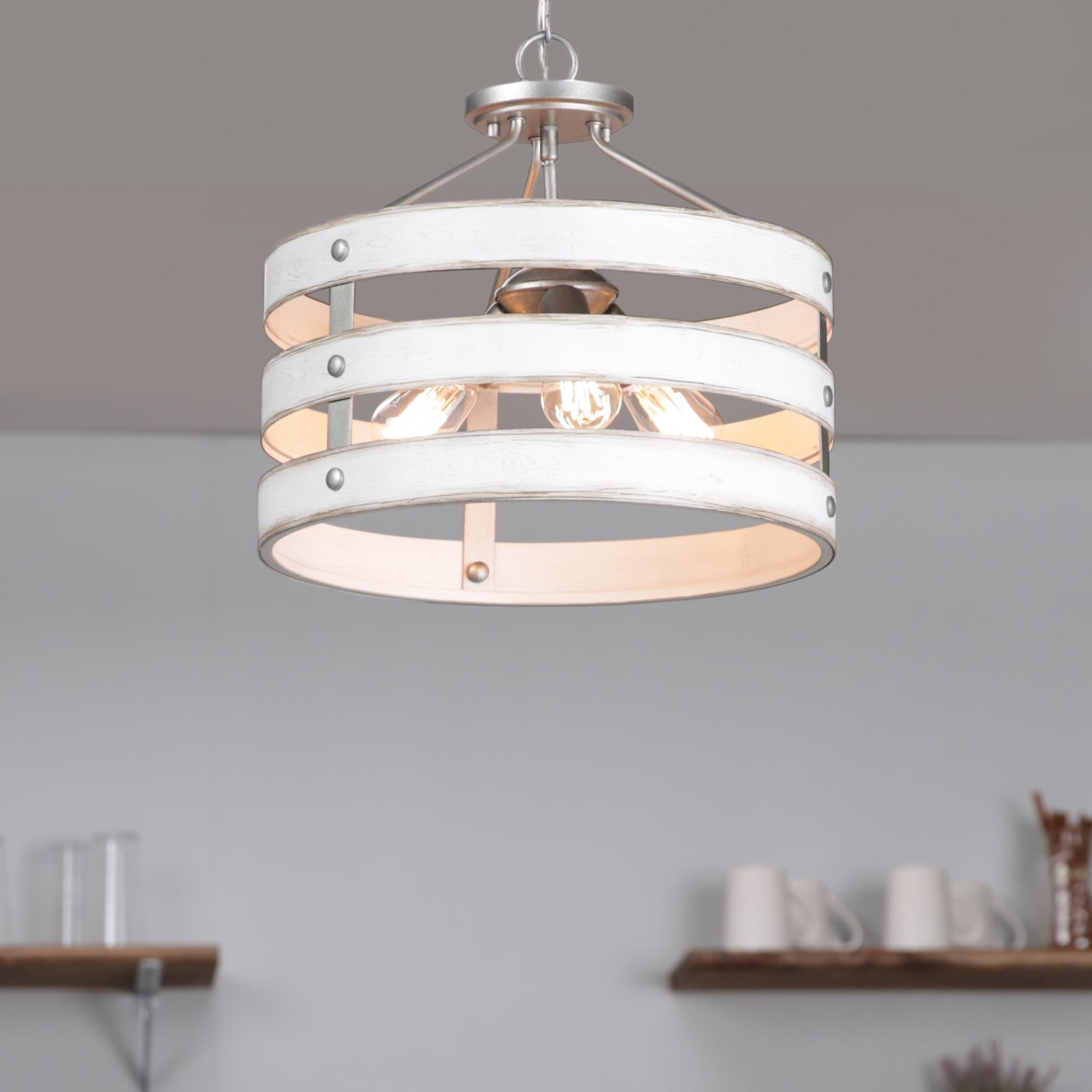 Progress Lighting Gulliver 3-Light Semi-Flush Convertible Ceiling Light, Galvanized Finish, Open Design