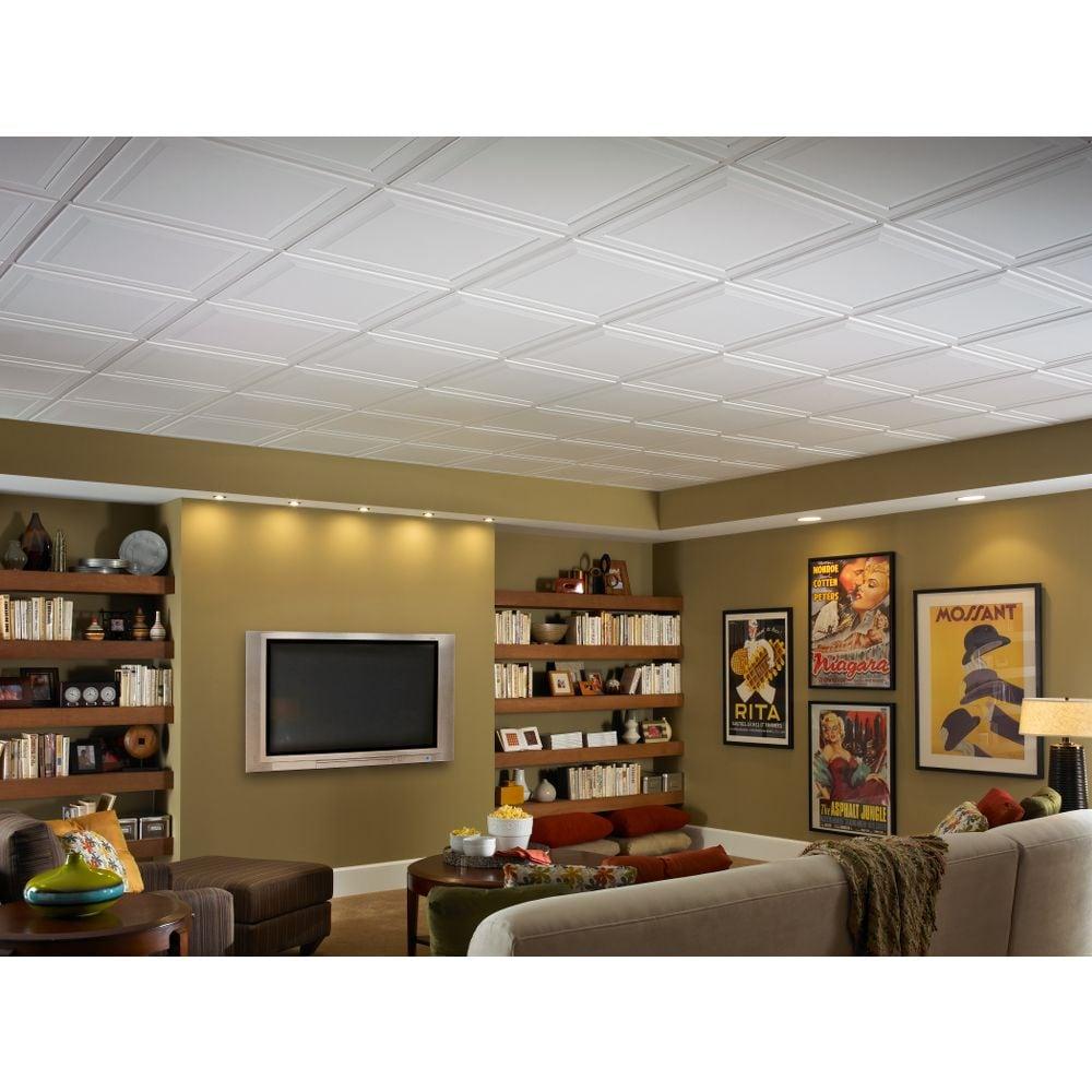 Armstrong 2x2 LEDGES Acoustic Ceiling Tiles for Suspended Ceiling Grids, 6-tiles per pack, White