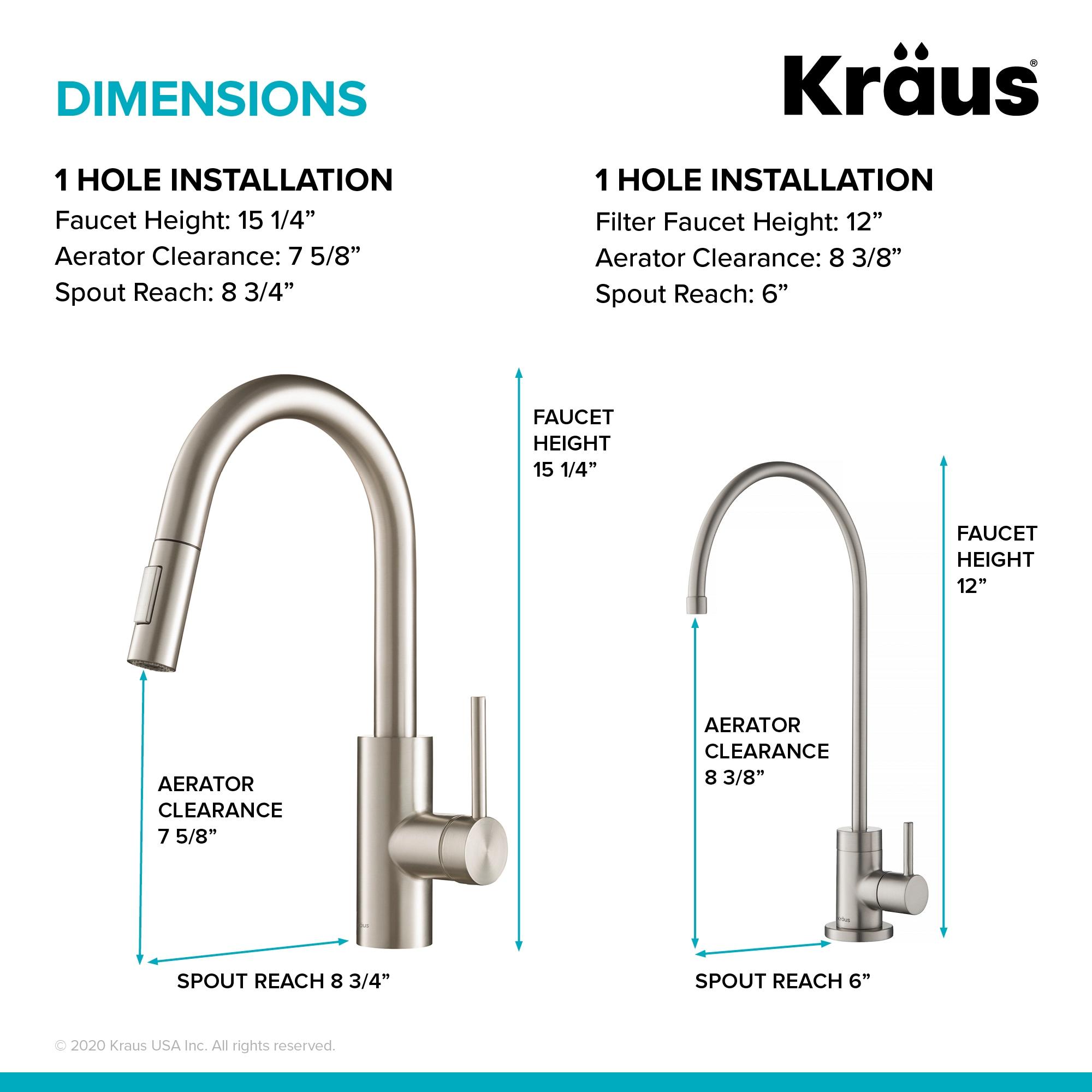 KRAUS Oletto Pull-Down Kitchen Faucet and Purita Water Filter Faucet Combo