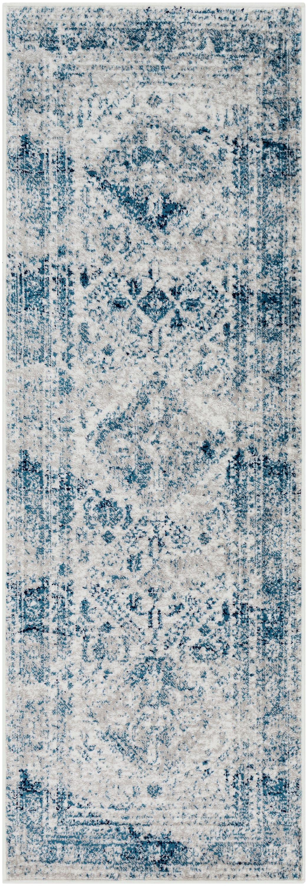Livabliss 2'7"x7'3" Melissa Traditional Runner Rugs Blue: Medium Pile, Fade & Stain-Resistant, Indoor Use