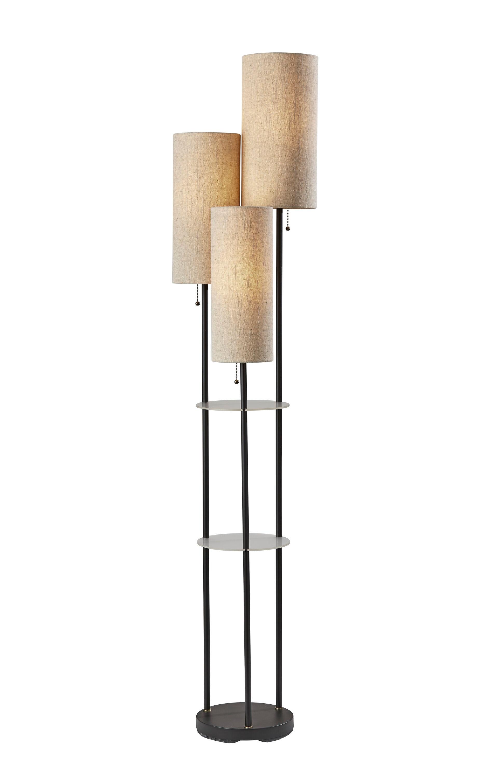 Trio Shelf Floor Lamp in Matte Black Finish