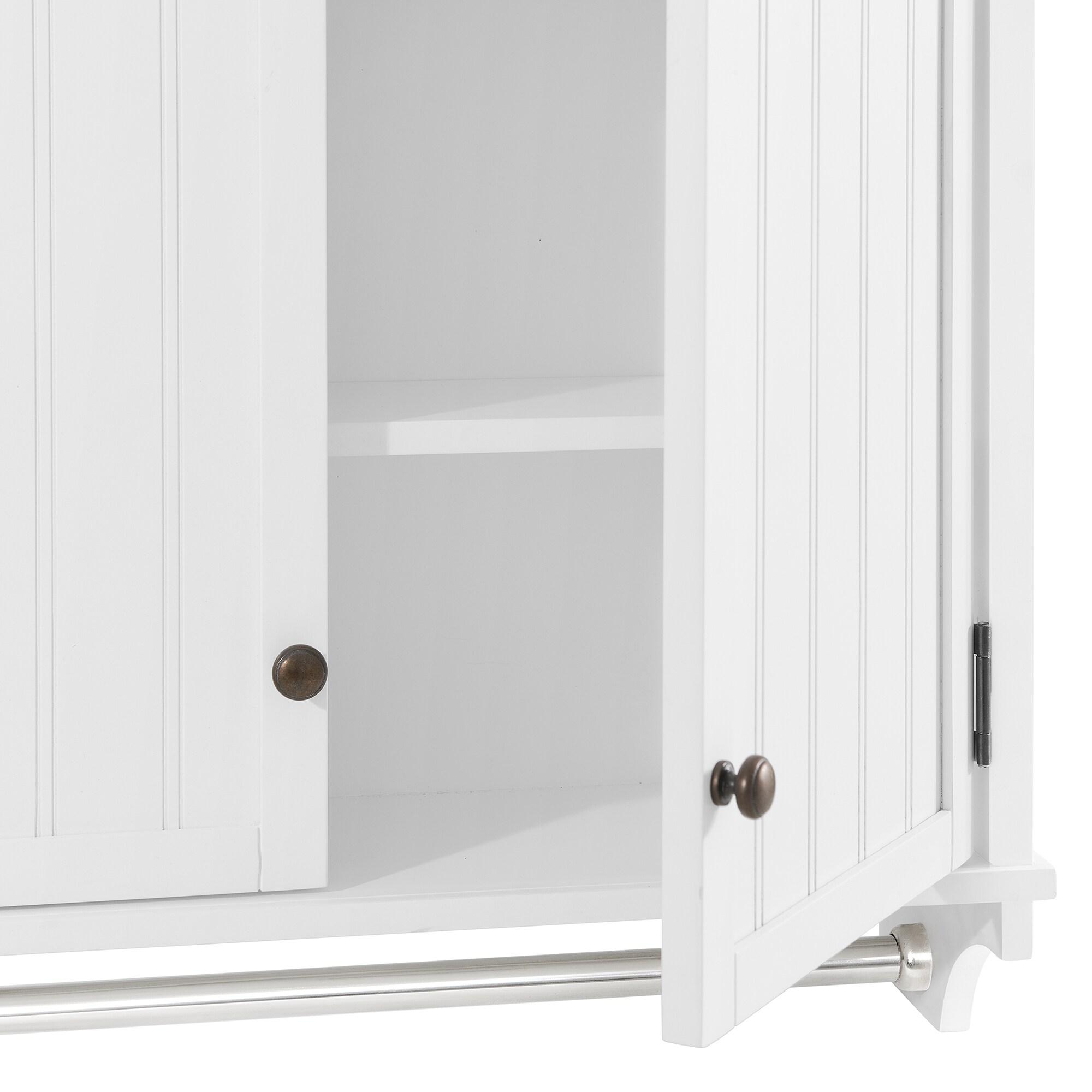 Dover Wall Mounted Bathroom Storage Cabinet with Two Doors and Towel Rod White - Alaterre Furniture