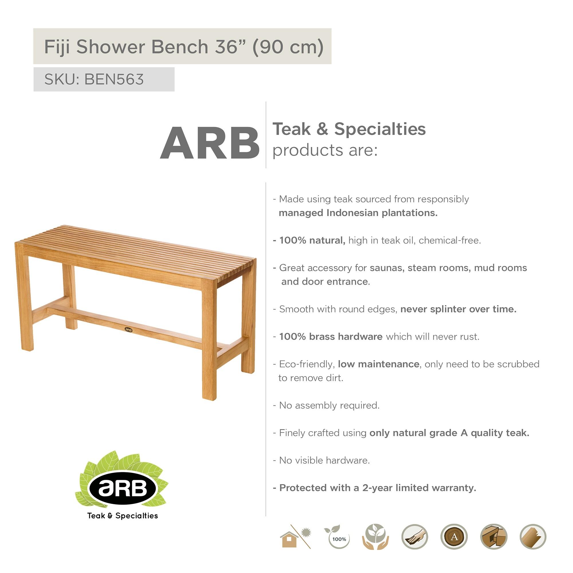 ARB TEAK & SPECIALTIES BEN563 Teak Shower Bench Fiji 36' (90 cm)