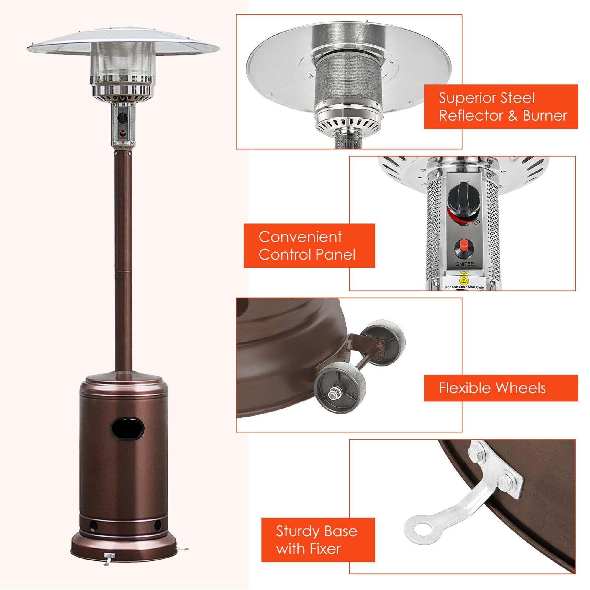 Costway 50000 BTU Propane Patio Heater Standing LP Gas Steel W/ Wheels Bronze