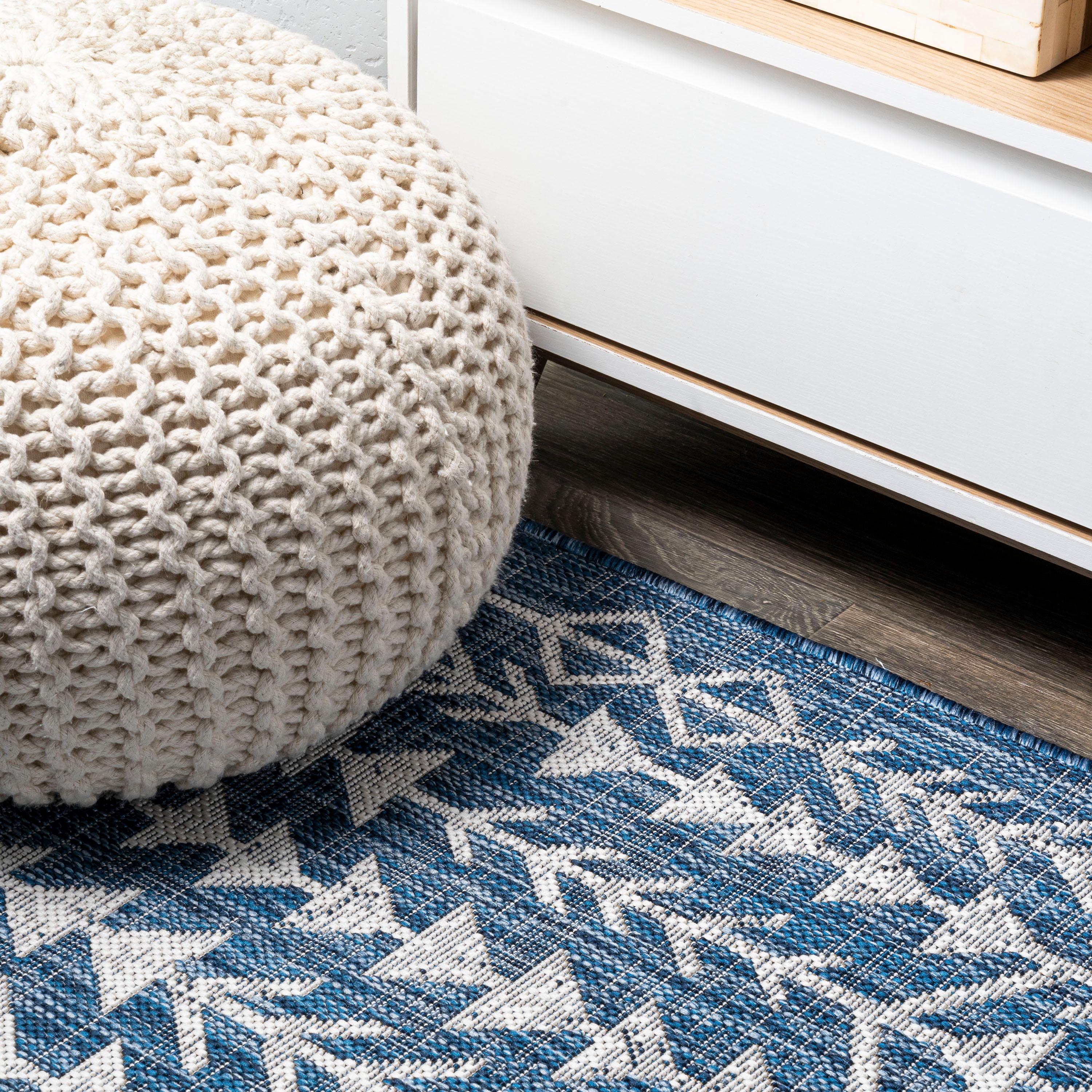 3'x5' Tokay Bohemian Geometric Indoor/Outdoor Area Rug, Blue/Ivory - JONATHAN Y