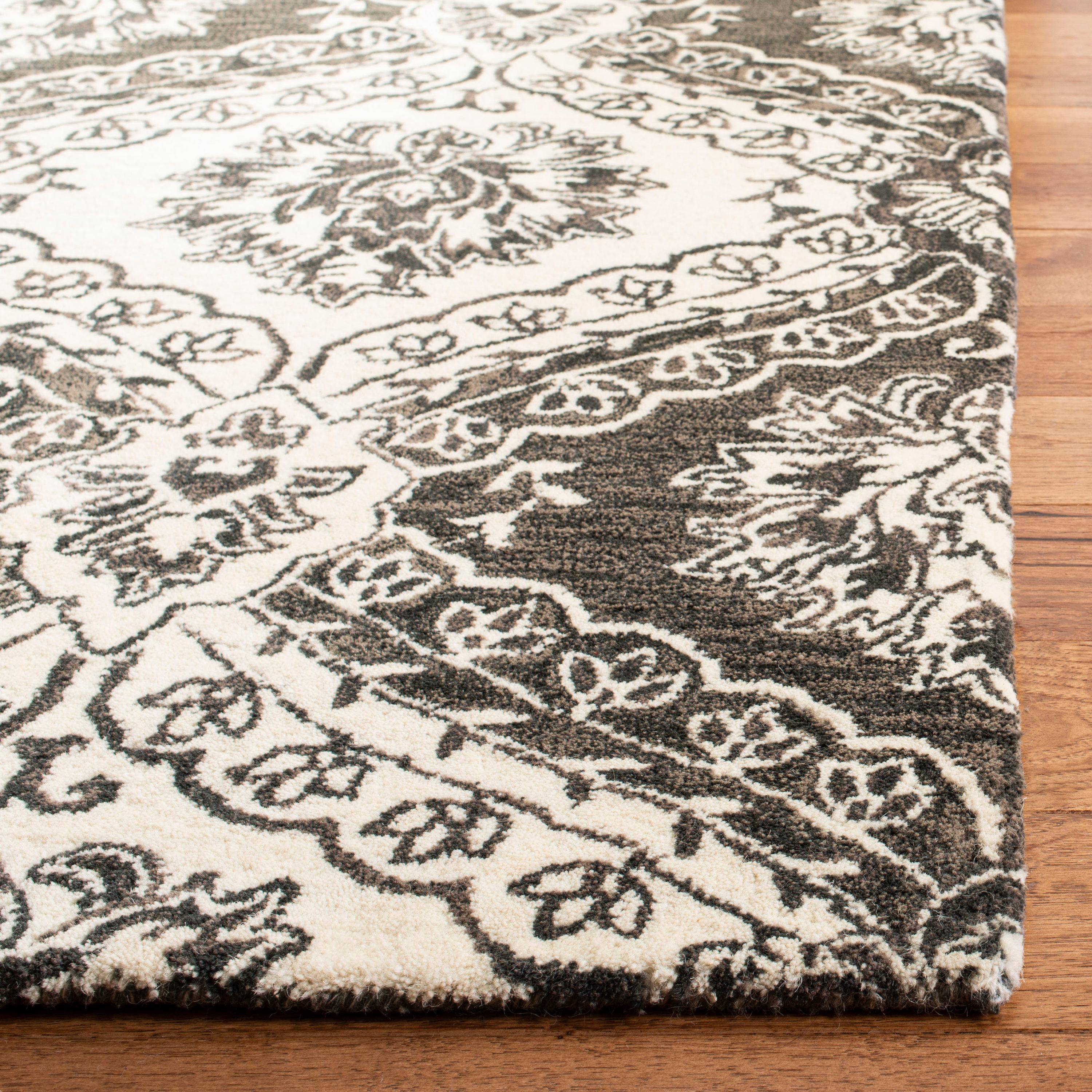 Blossom BLM601 Hand Tufted Area Rug - Charcoal/Ivory - 5'x8' - Safavieh.