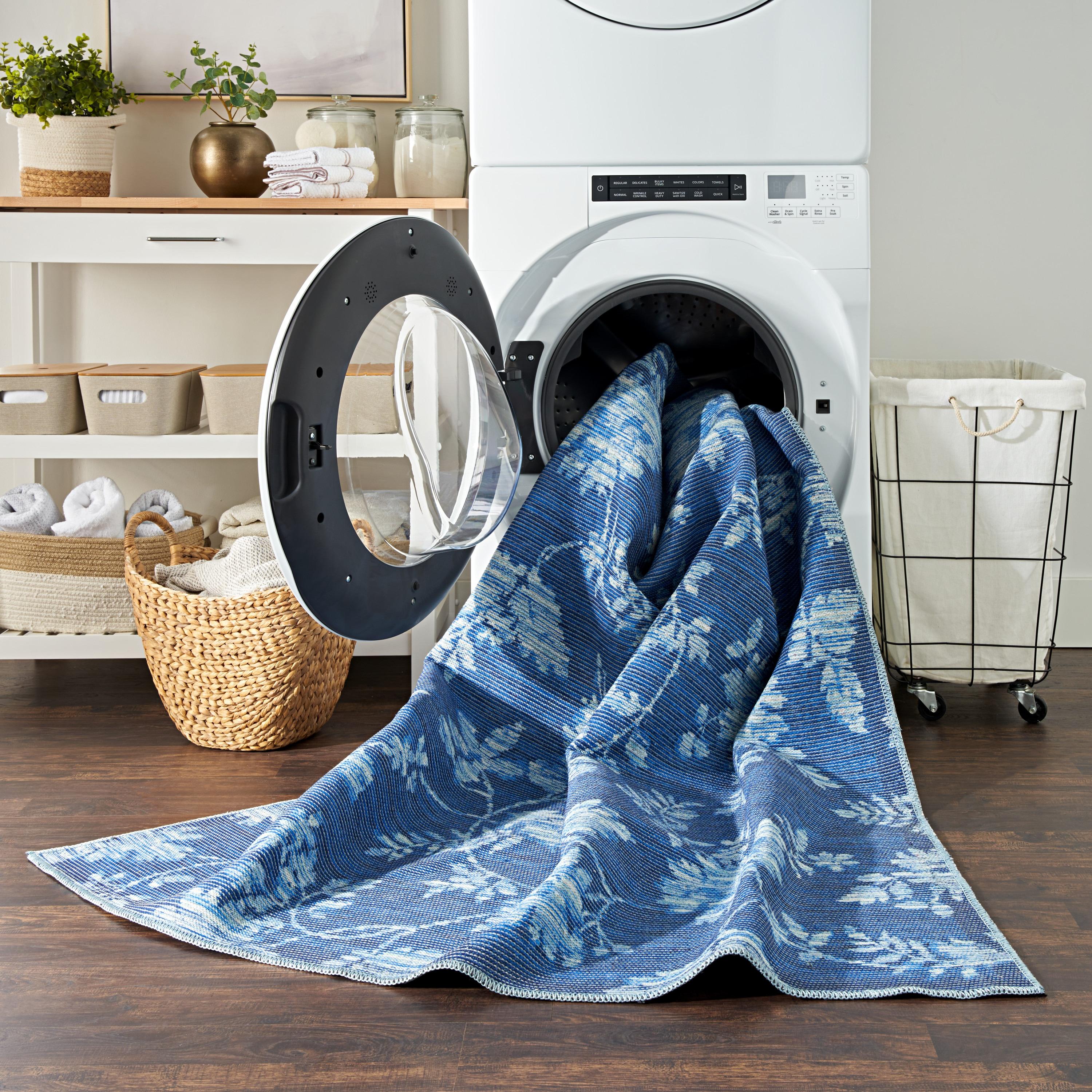 Waverly Washables Collection 7'10" x 9'10" Charcoal Botanical Indoor Rug