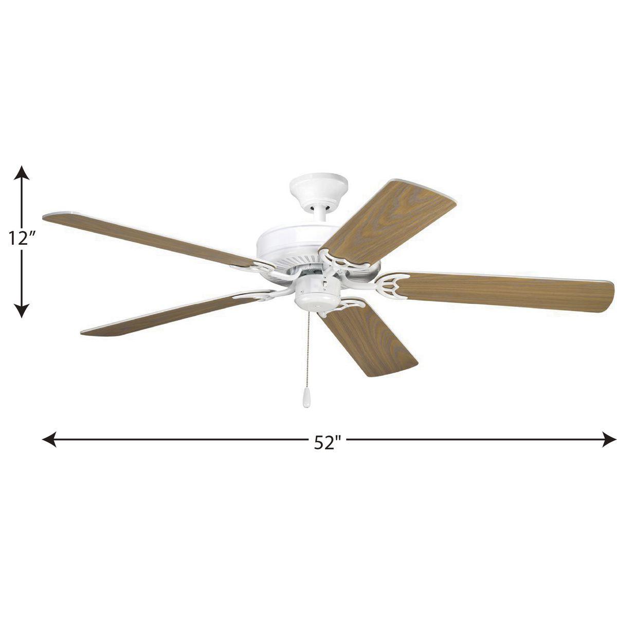 P2501-30-Progress Lighting-AirPro - Wide - Ceiling Fan in Transitional style - 52 Inches wide by 13.5 Inches high-White/Washed Oak Finish