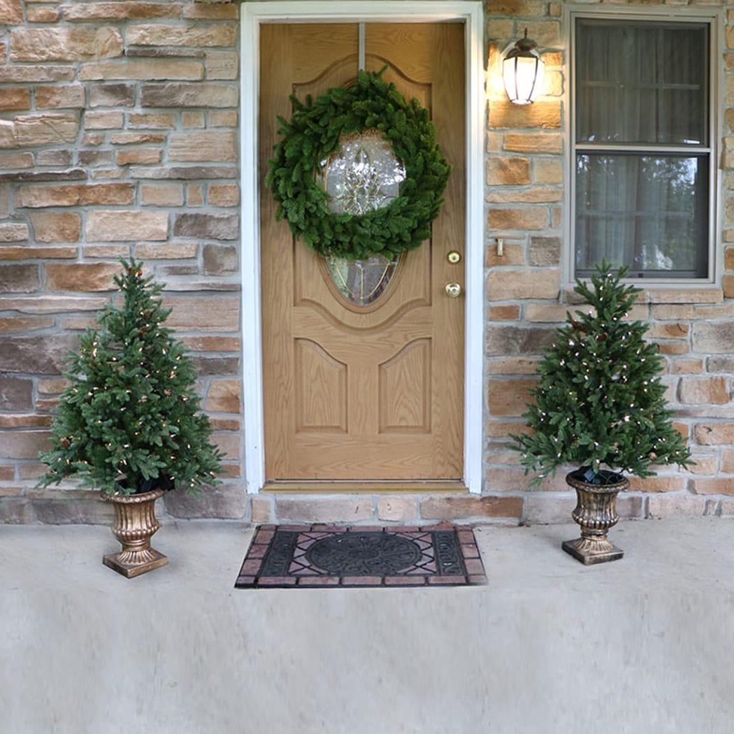 Carmel Pine 4' Lighted Fir Christmas Tree (Set of 2)