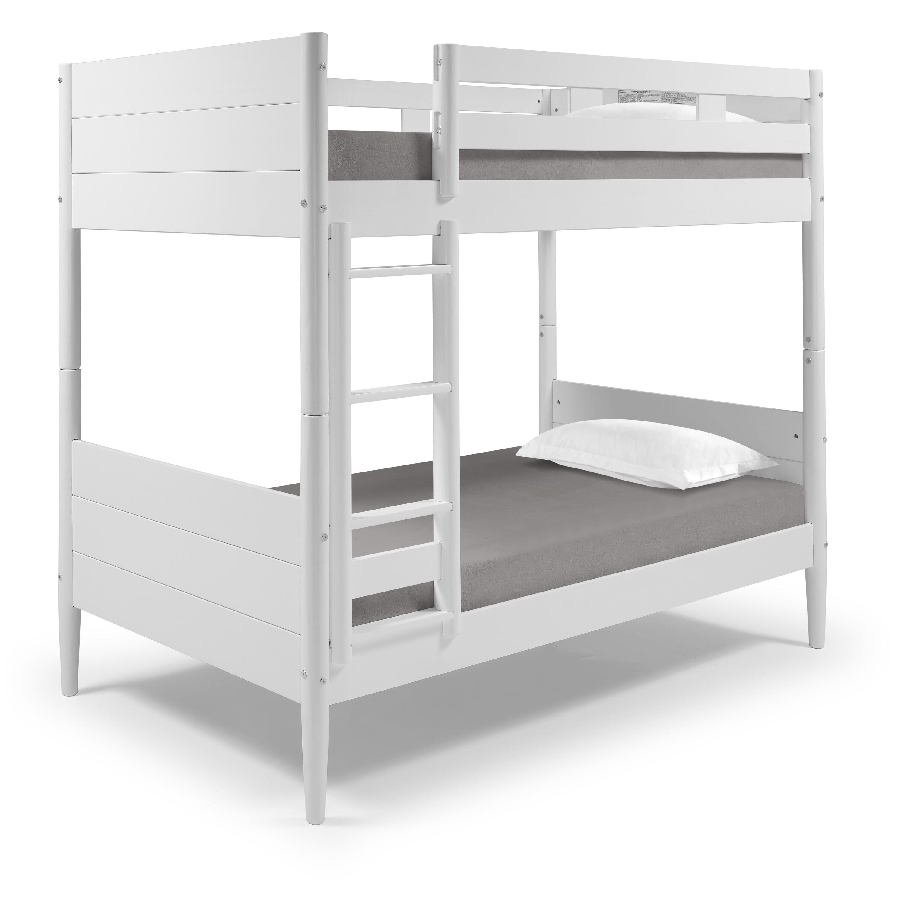 Mid Century Modern Bunk Bed Twin over Twin - White Finish