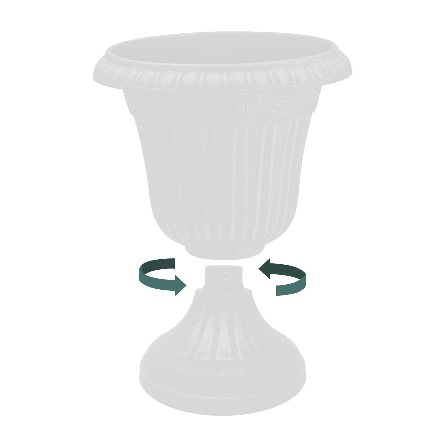 Classic Beige Traditional Plastic Urn Planter, 18" Height for Outdoor Spaces