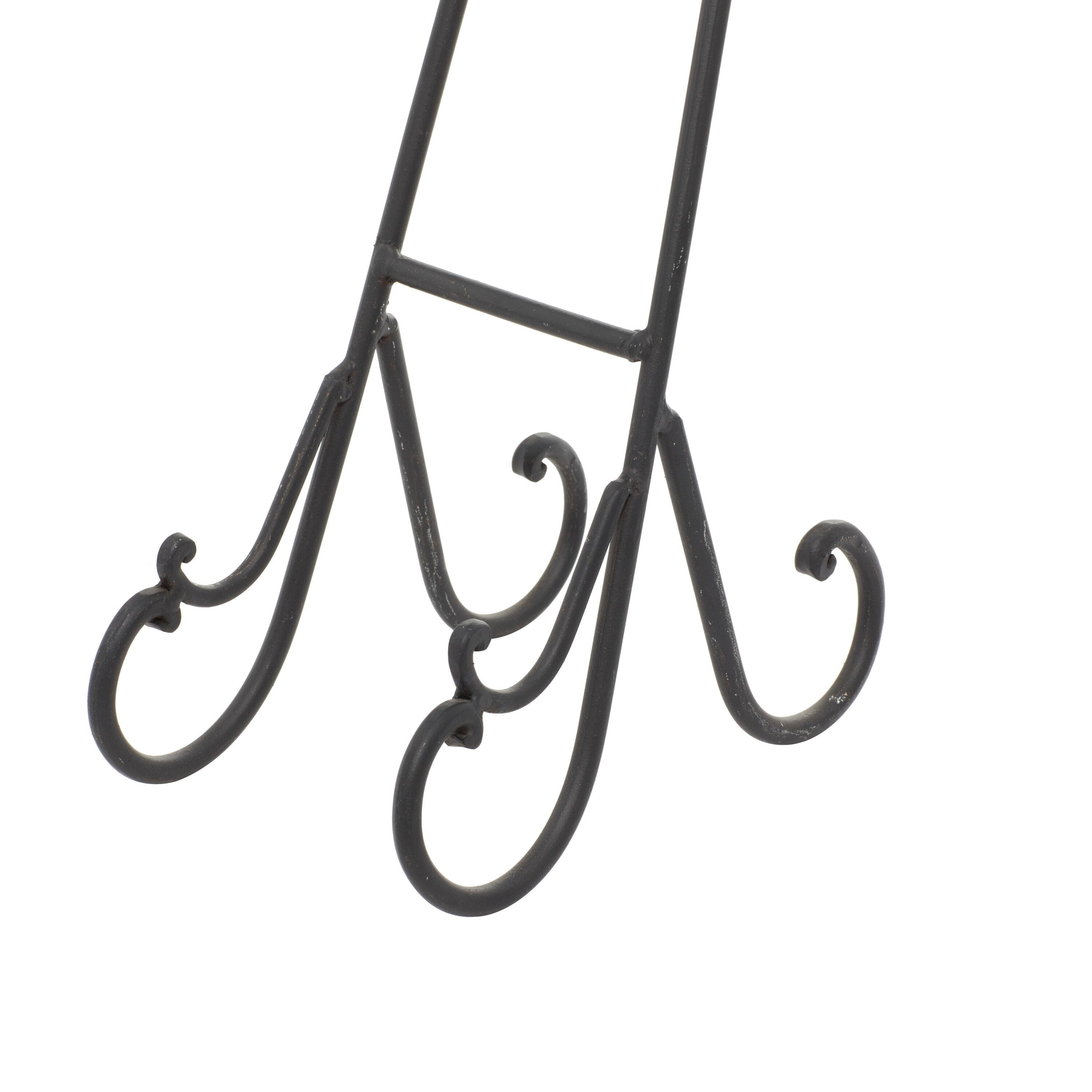 DecMode 6" x 18" Black Metal Scroll Easel, 1-Piece