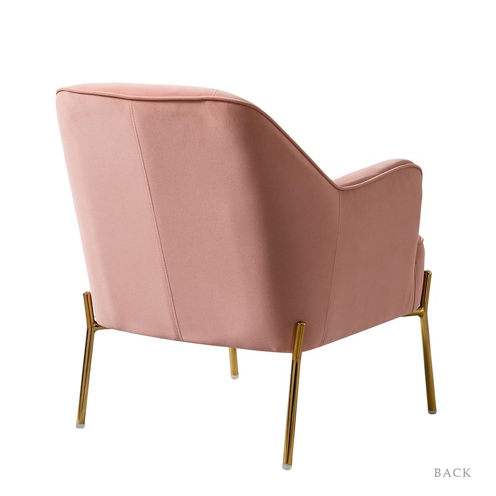 Wooden Upholstery Accent Side Chair Velvet Fabric Tufted with golden legs Living Room Pink