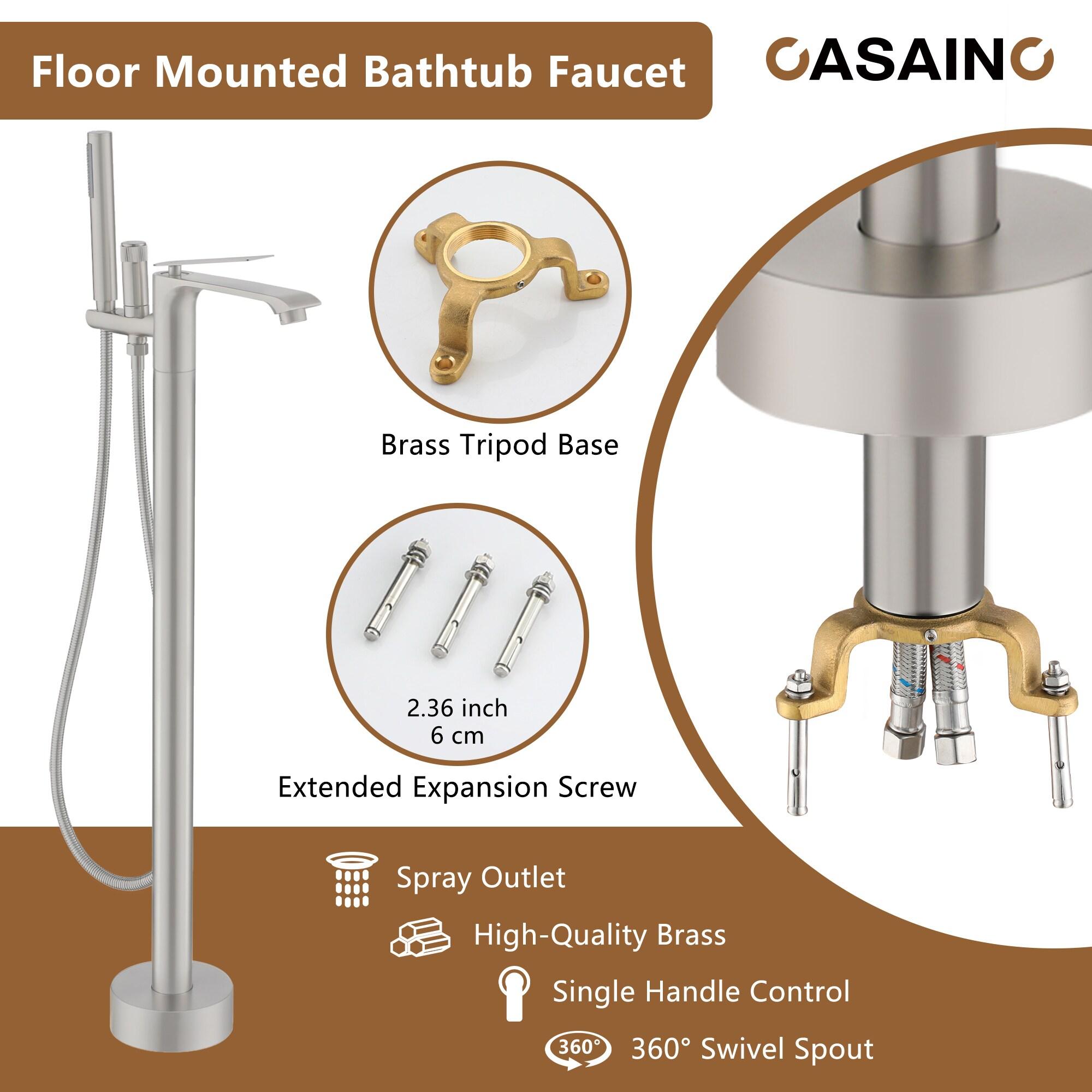 CASAINC KCLT0054-BN Single Handle Freestanding Bathtub Faucet with Diverter and Handshower