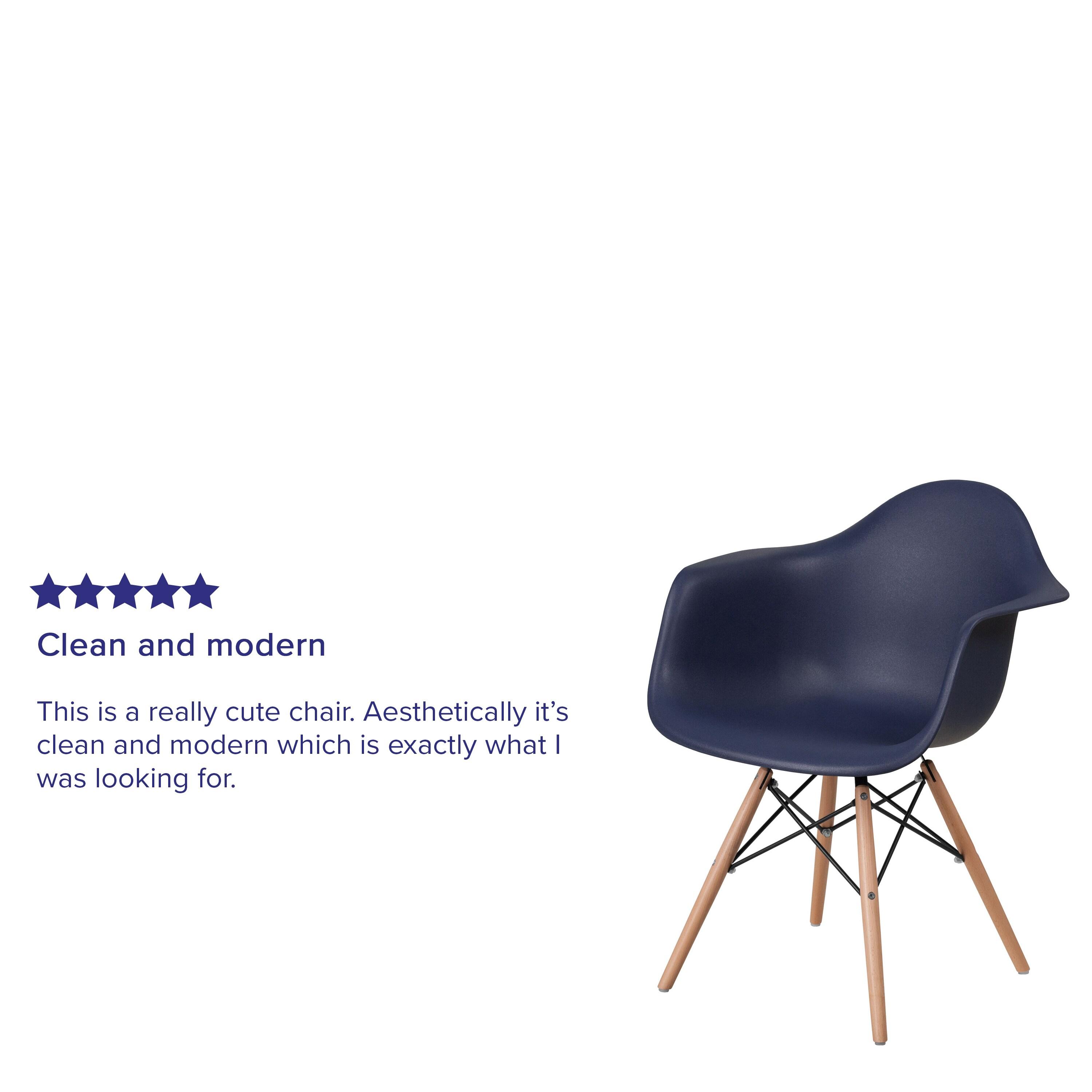 2 Pack Alonza Series Navy Plastic Chair with Wooden Legs