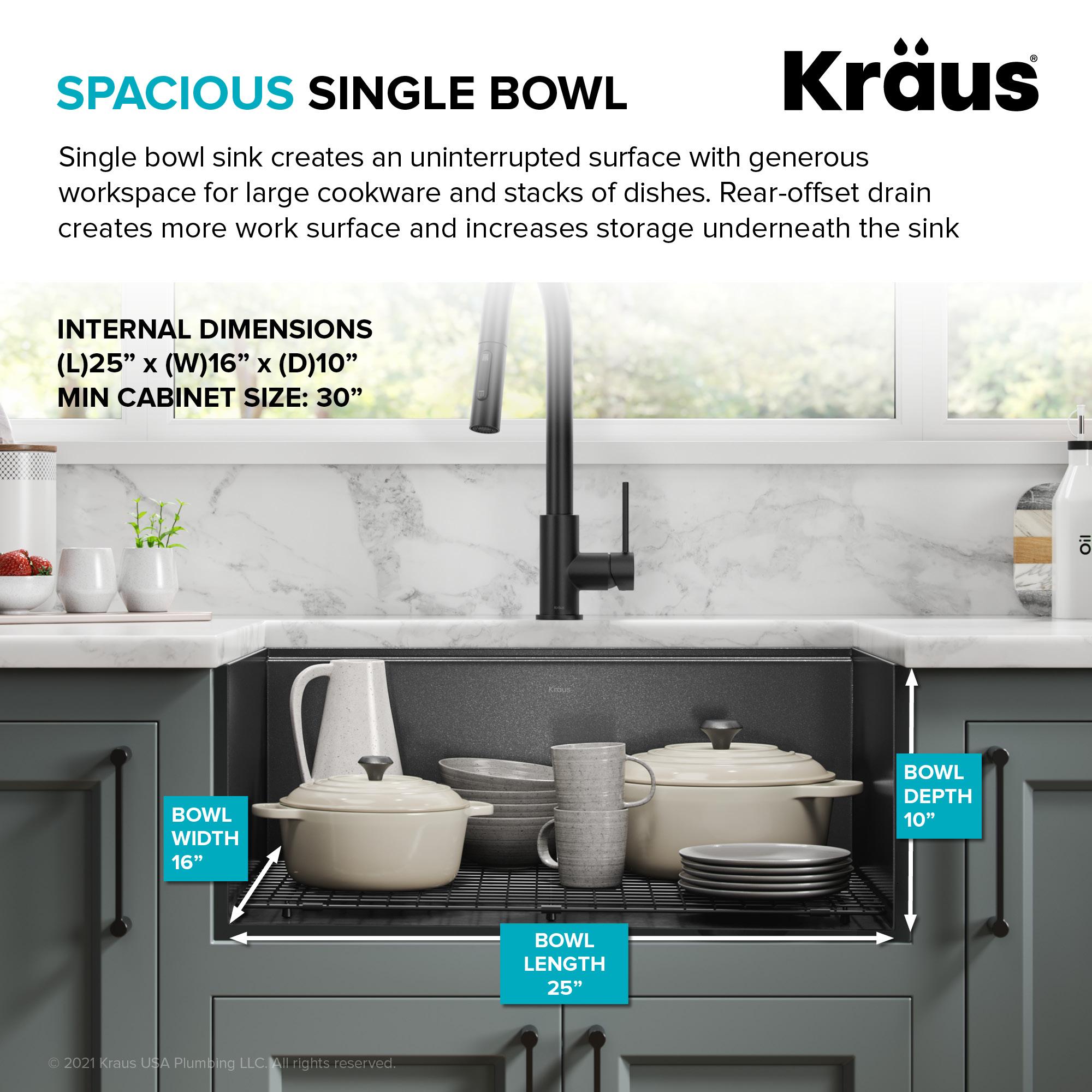 KRAUS Kore™ 27" L Undermount Workstation 16 Gauge Black Stainless Steel Single Bowl Kitchen Sink in PVD Gunmetal Finish