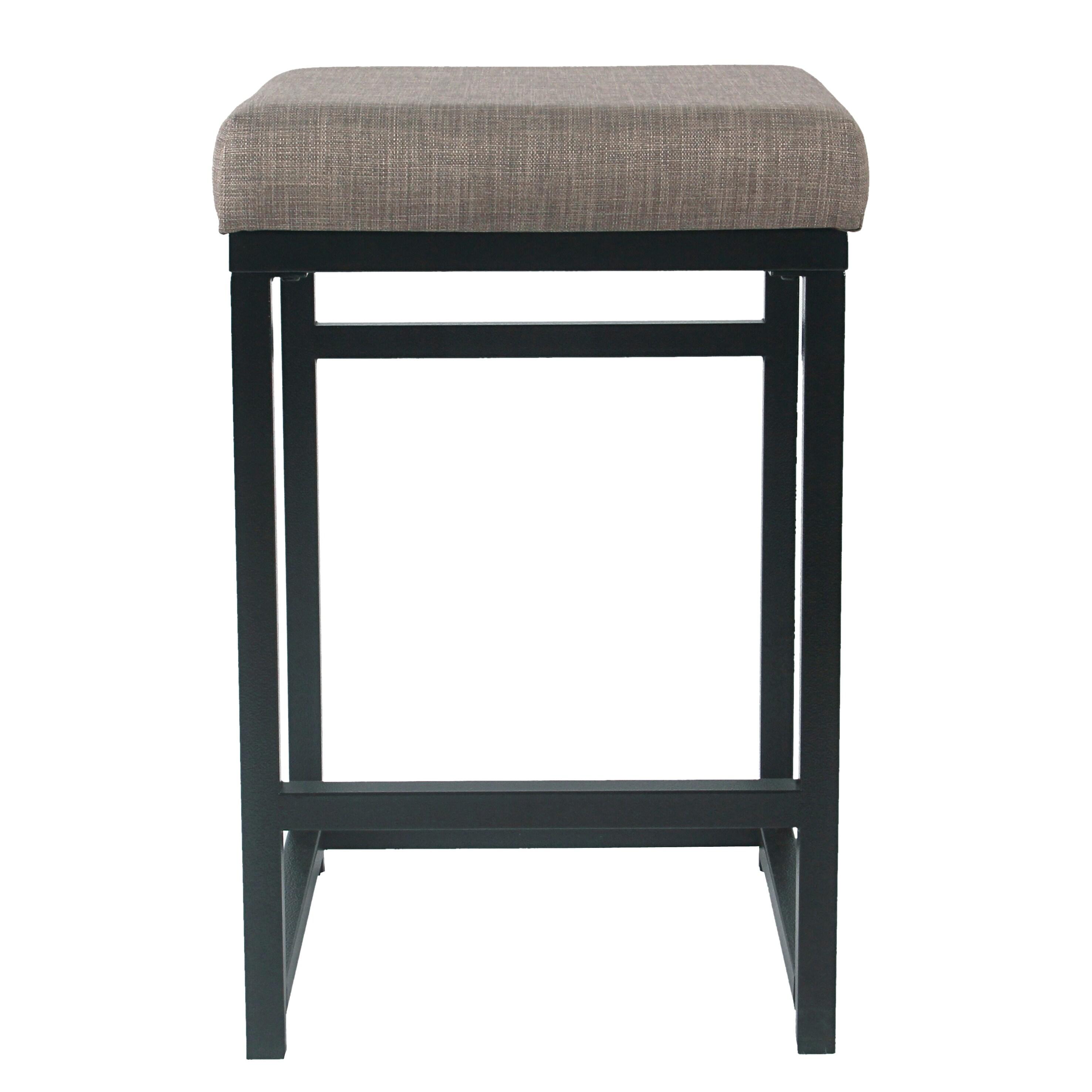 24" Open Back Metal Counter Height Barstool Dark Gray - HomePop: Kitchen Island Seating
