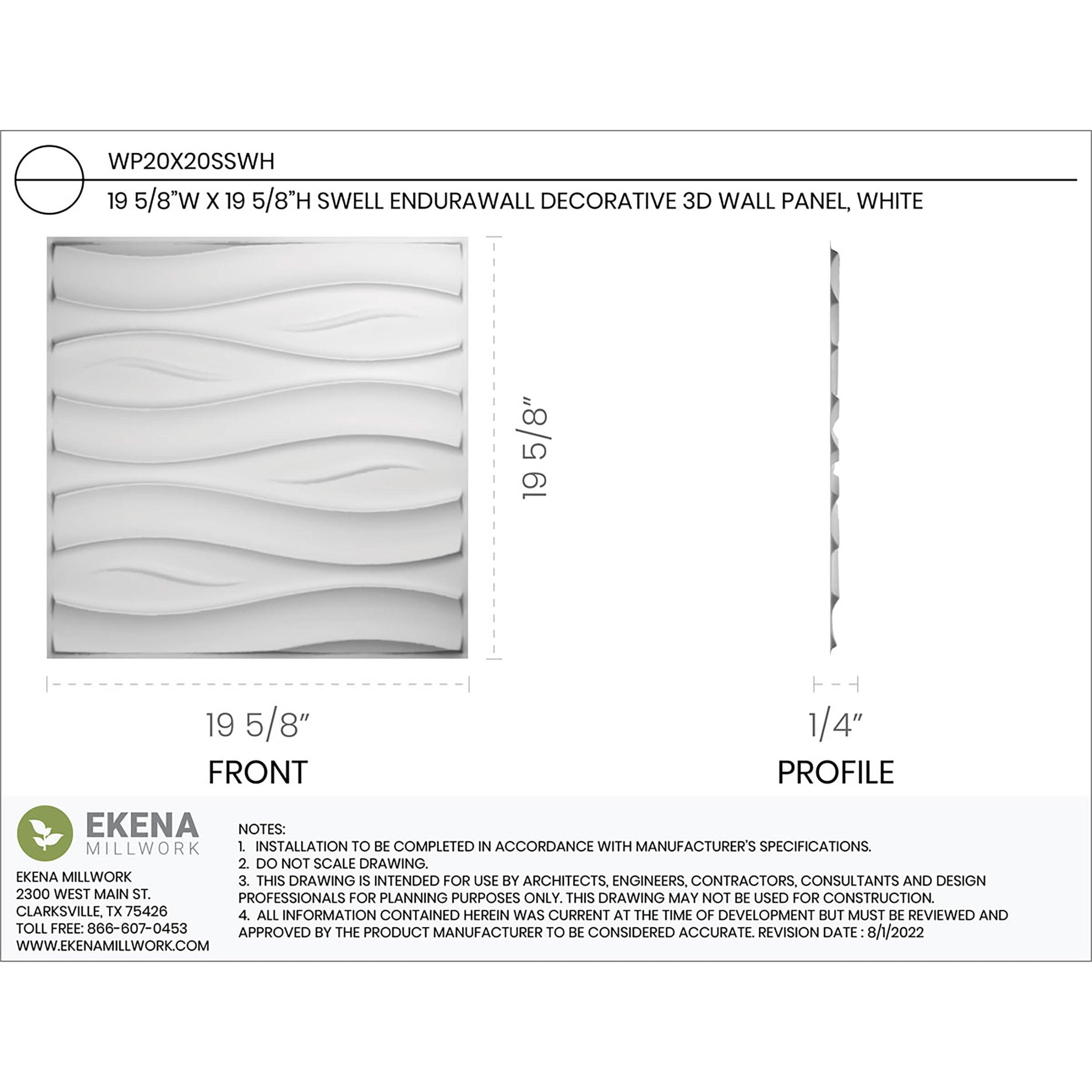 Ekena Millwork 19 5/8"W x 19 5/8"H Swell EnduraWall Decorative 3D Wall Panel