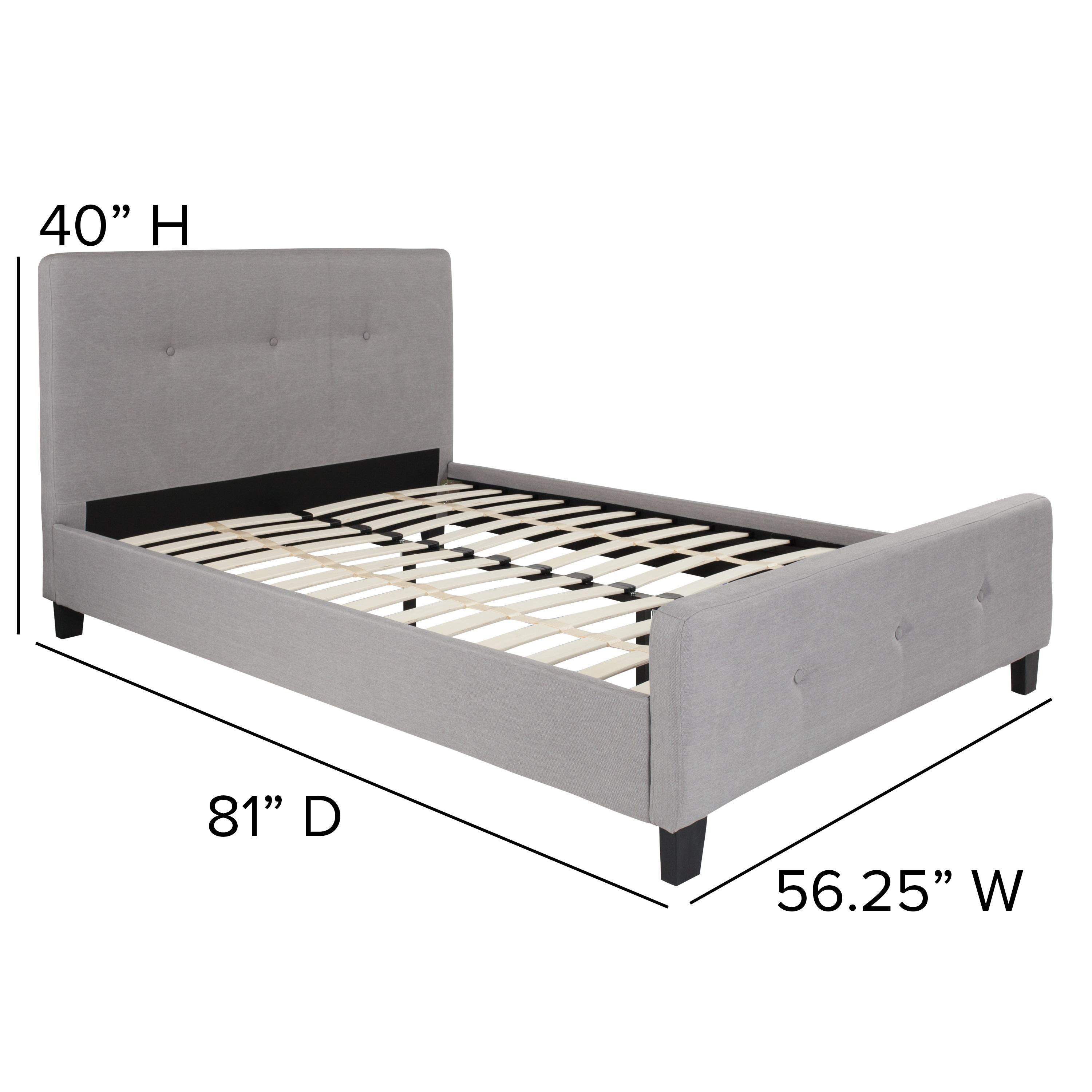 Flash Furniture Tribeca Full Size Tufted Upholstered Platform Bed in Light Gray Fabric