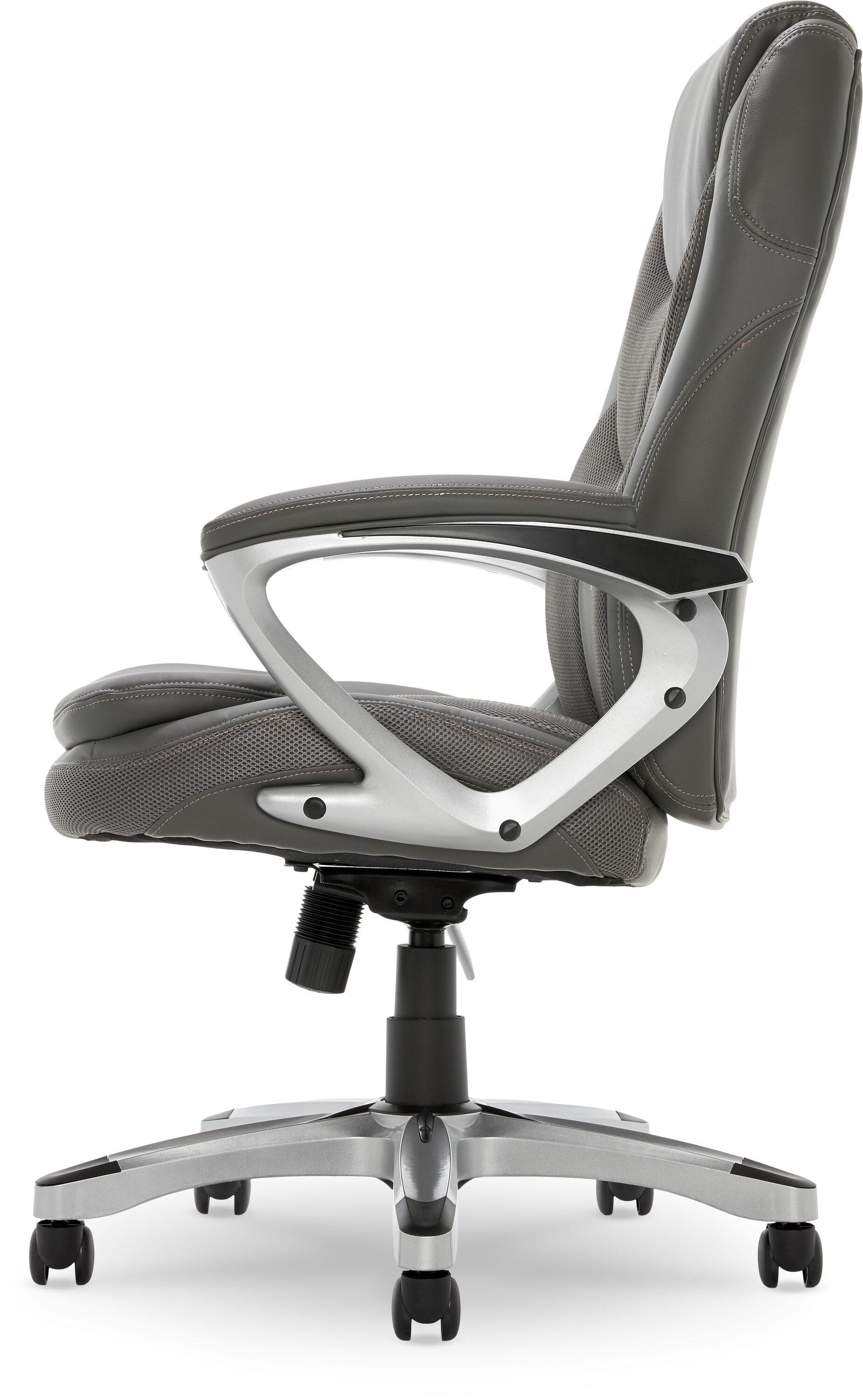 Amplify Executive Mesh Office Chair Seamless Light Gray - Serta: Ergonomic with Fixed Arms & Casters, Adjustable Height