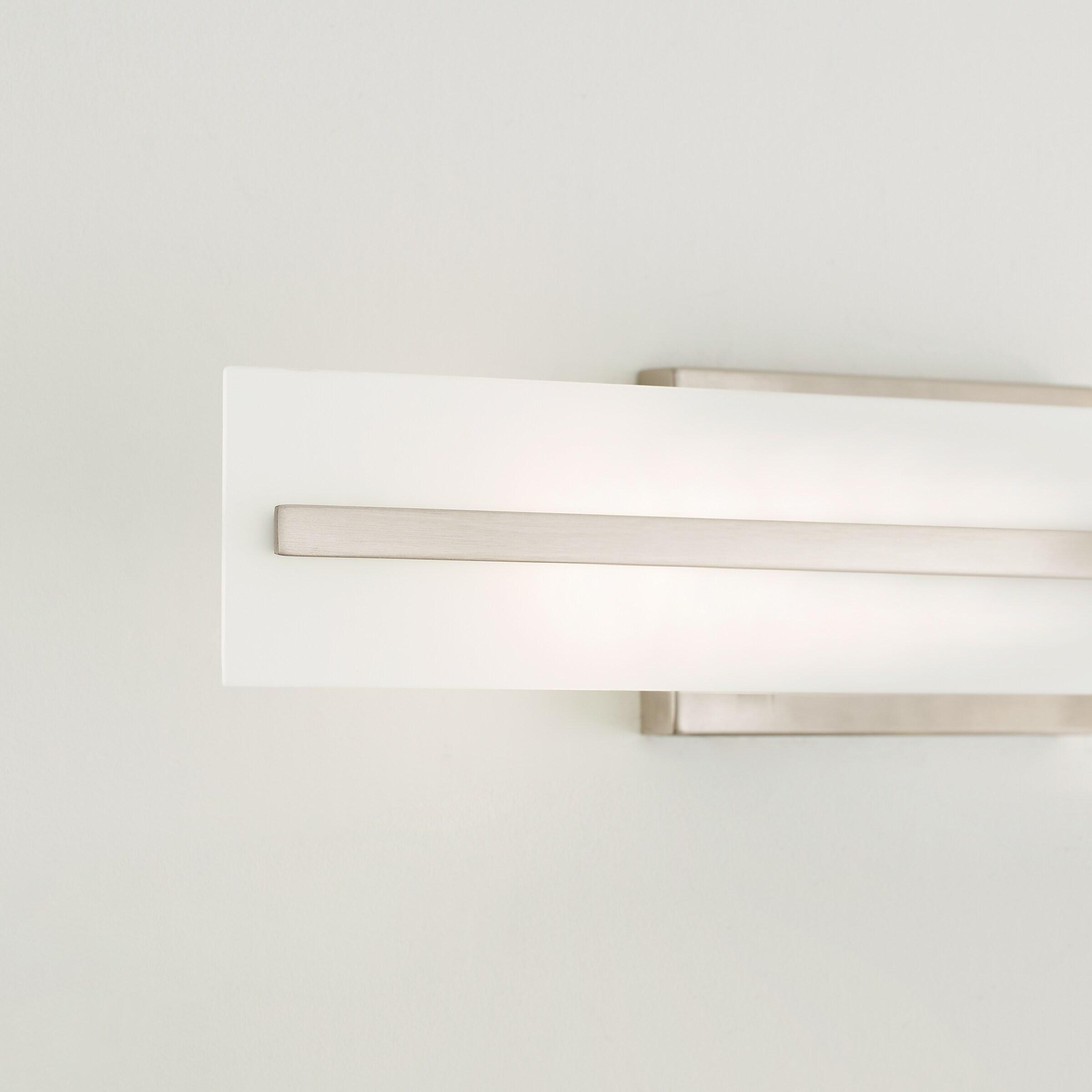 Modern Brushed Nickel 2-Light Bath Vanity with Satin Etched Glass