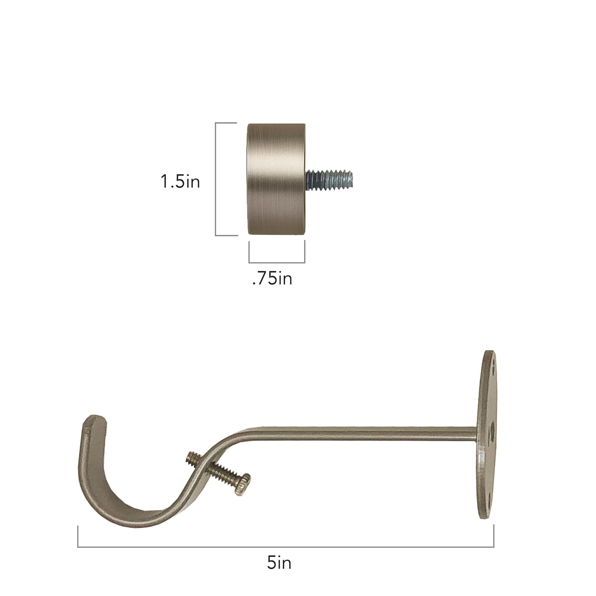 Serena 1" Window Drapery Single Curtain Rod with Contemporary Cap Finial - 48" - Nickel - Elrene Home Fashions