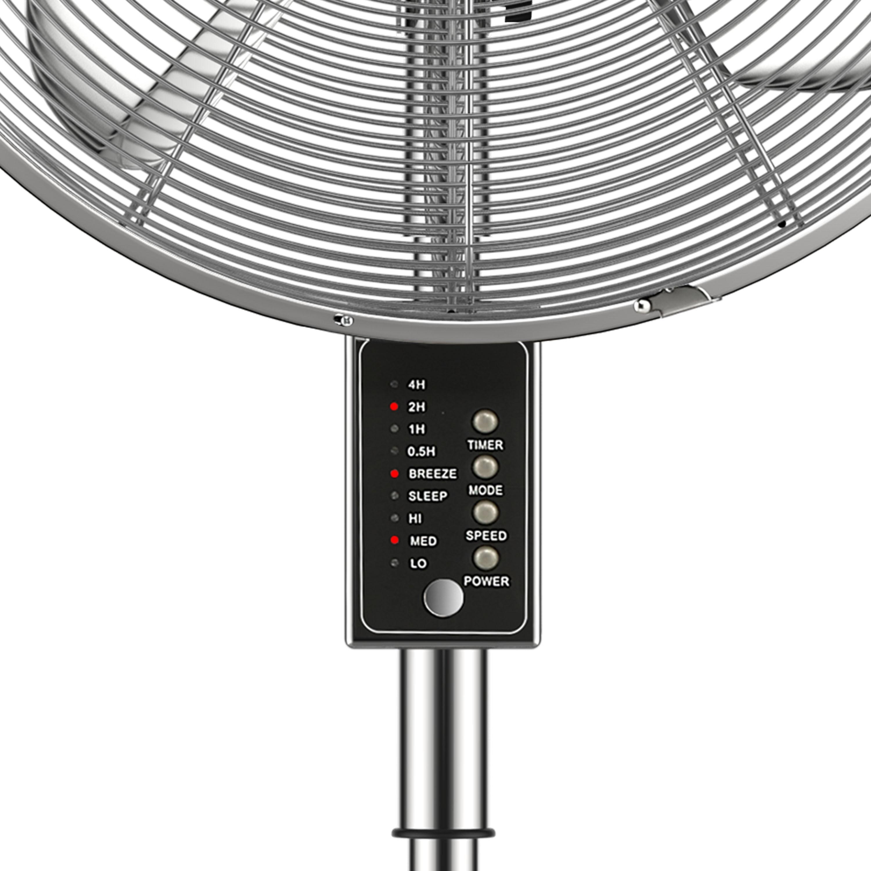Holmes 16” Digital Oscillating Metal Stand Fan, 3 Speeds, Adjustable Height, Remote Control, Chrome