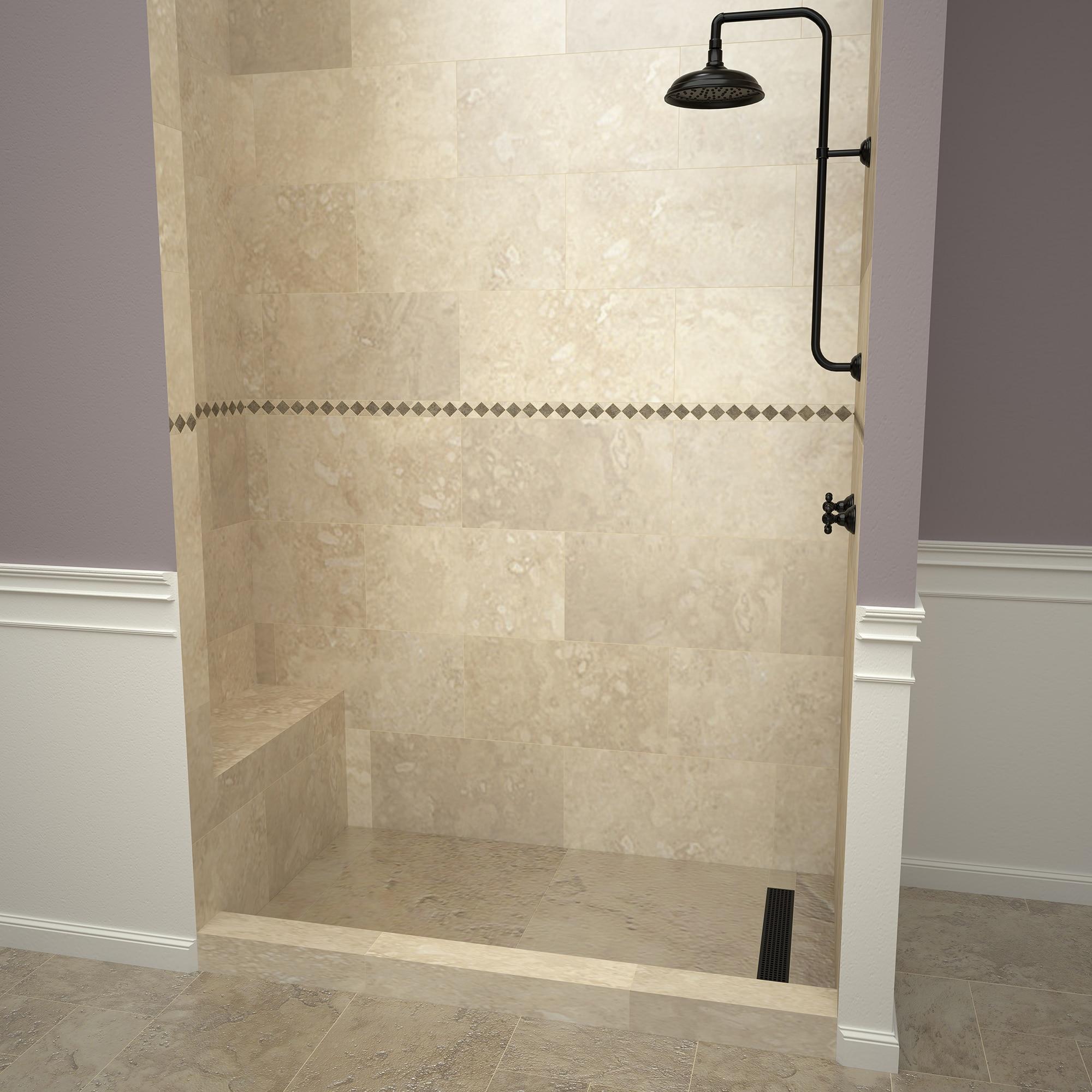 Tile Redi Rt3660r-Rb36-Kit Base'n Bench 72" X 36" Rectangular Shower Base - Grey w/ Matte