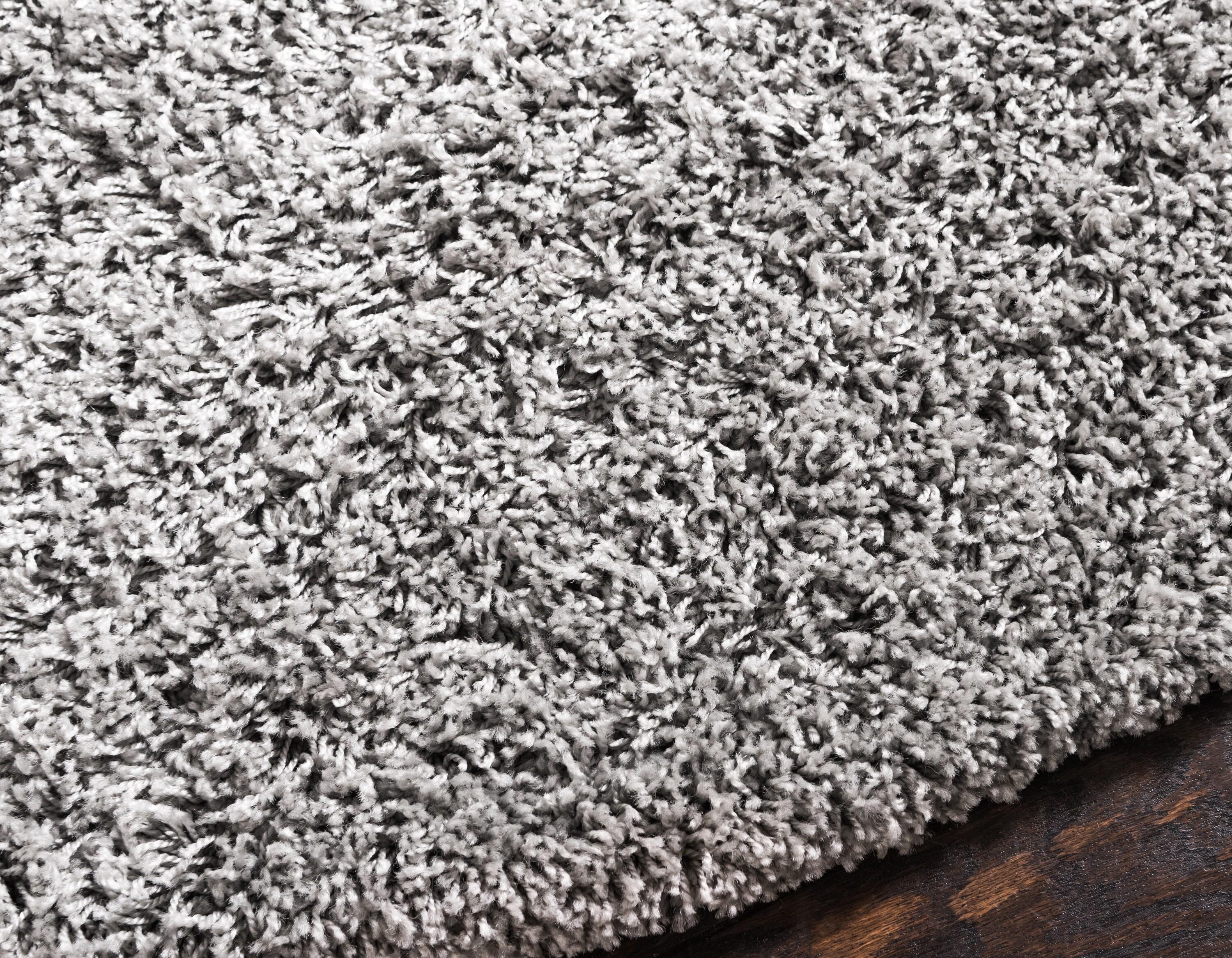 Unique Loom 8' 0 x 8' 0 Round Solid Shag Cloud Gray Area Rug