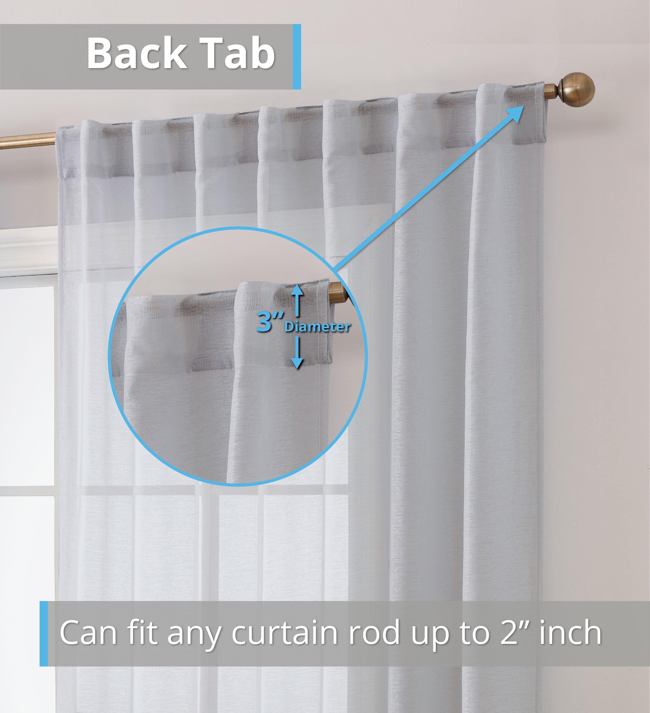 HLC.ME Lauren Semi Sheer Light Filtering Transparent Pocket Top & Back Tab Lightweight Window Curtain Panels, Set of 2 - Silver, 54 W x 84 L