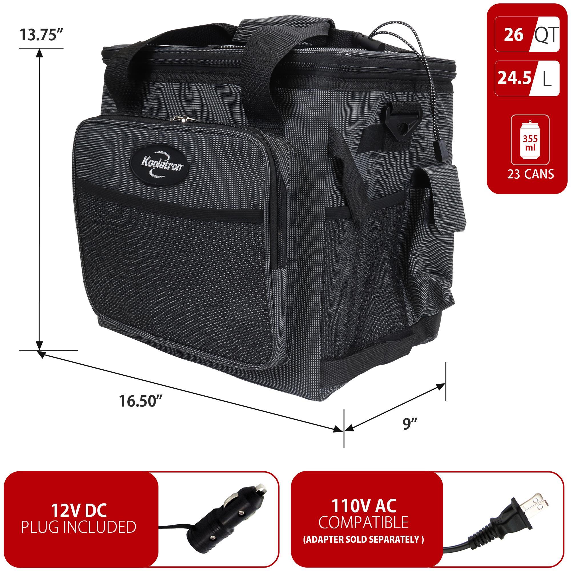 Black Electric Insulated Cooler Bag with Adjustable Strap