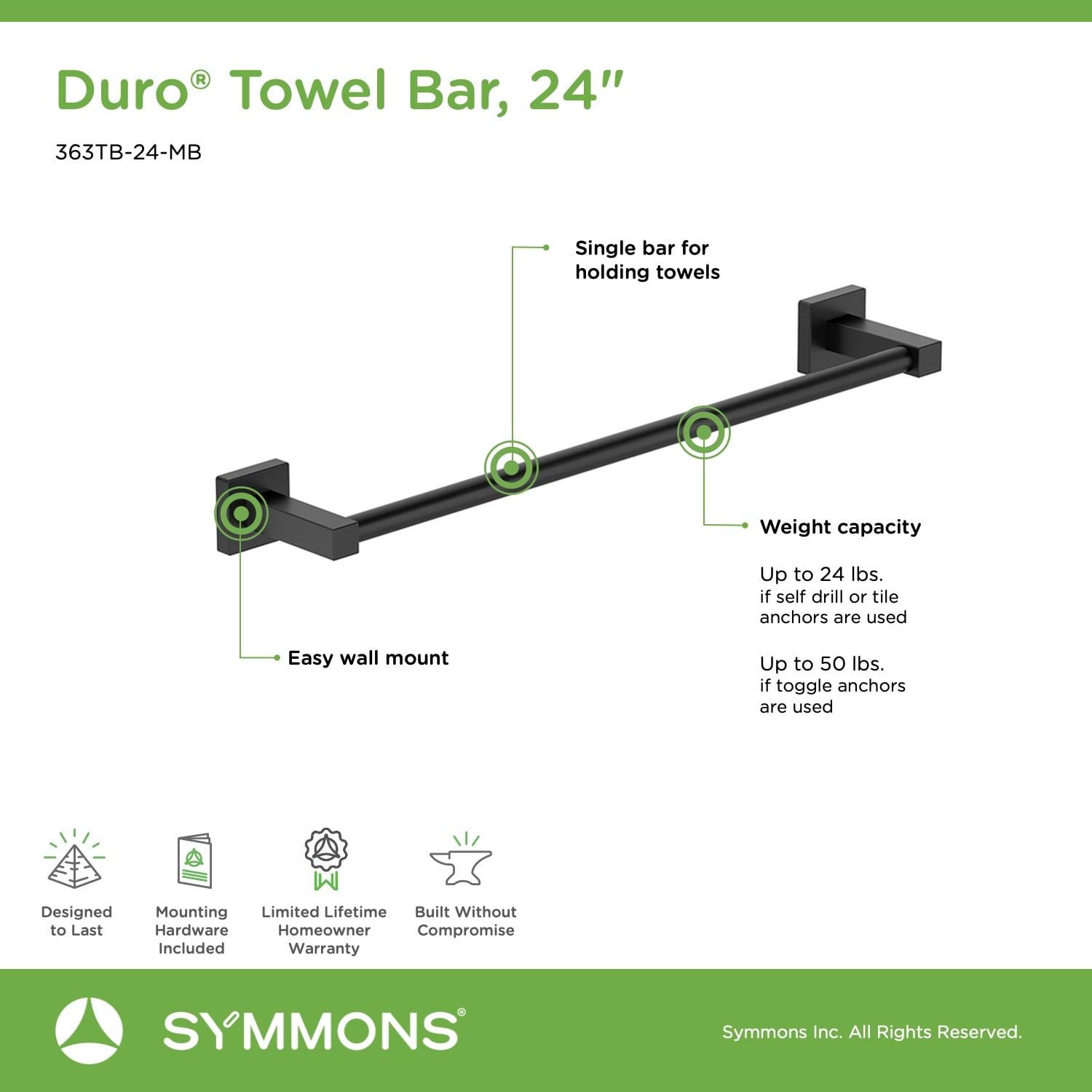 Matte Black 24" Wall-Mounted Metal Towel Bar